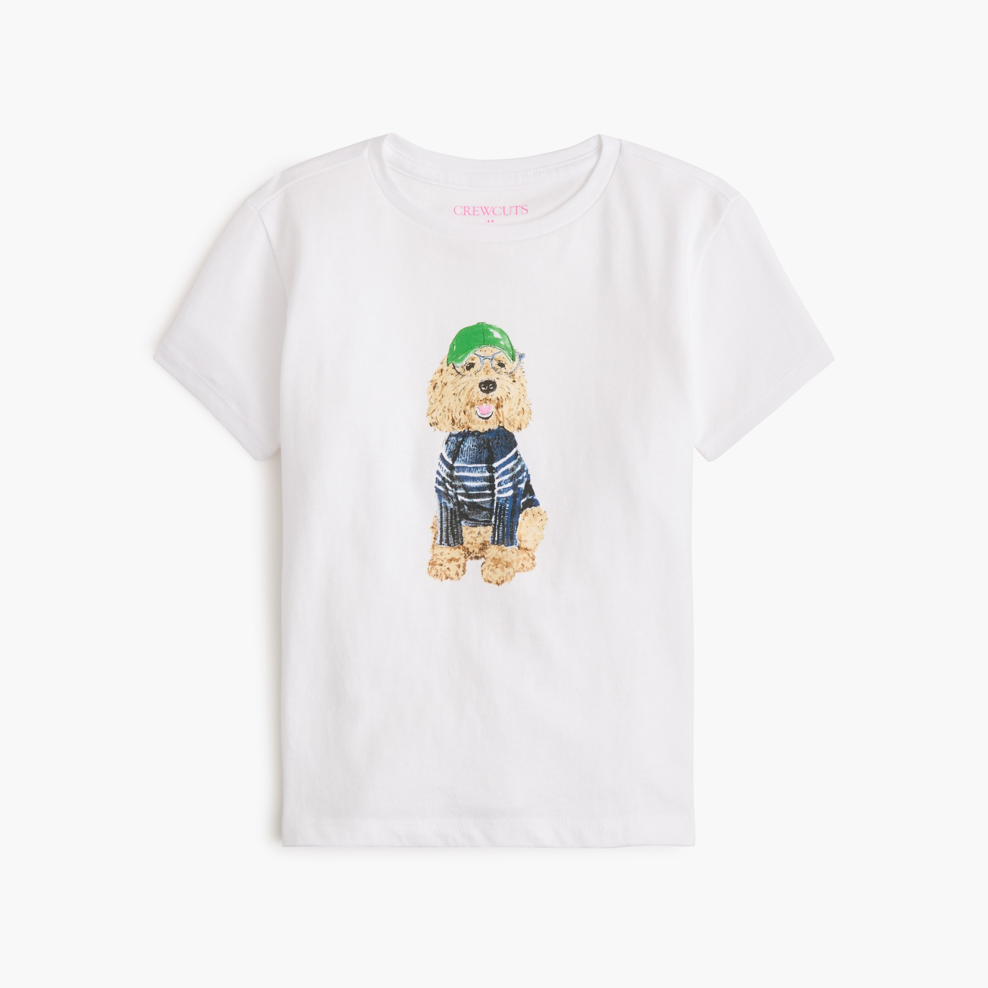 girls' 100% cotton preppy dog graphic tee for girls