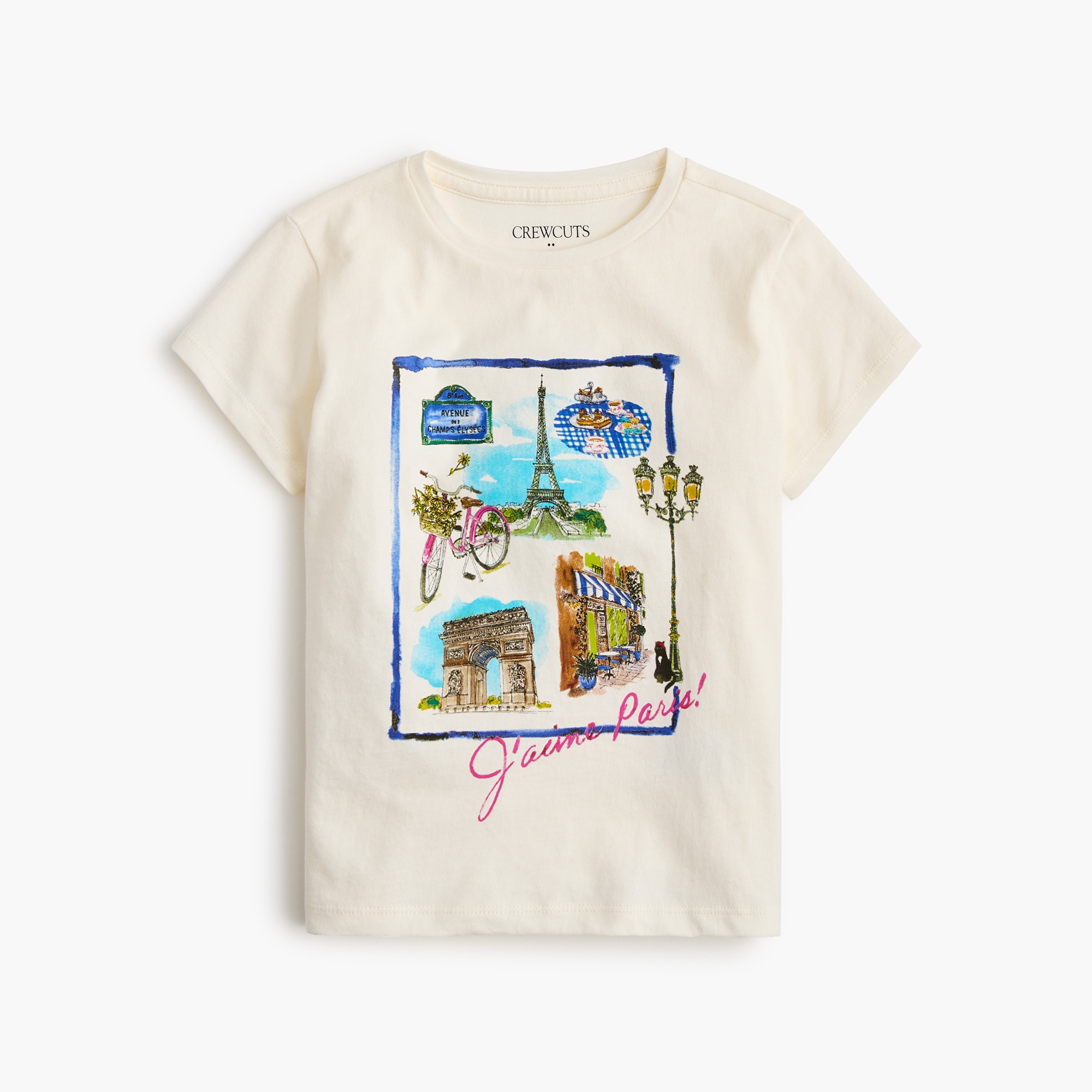 Girls' 100% cotton "Je t'aime Paris" graphic tee