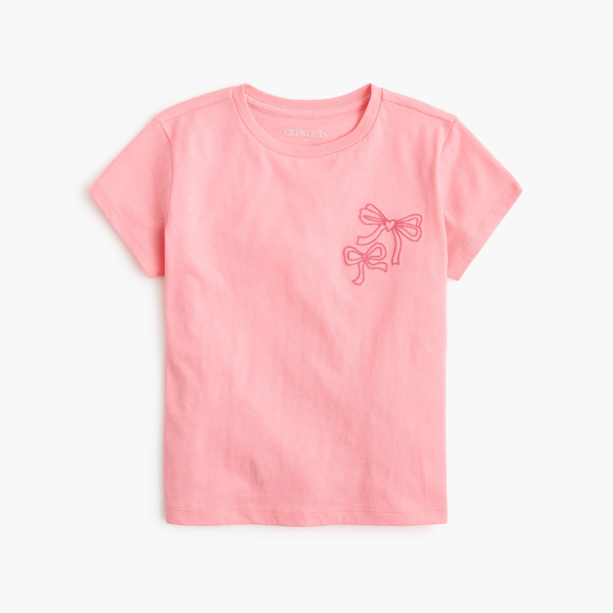 Girls' 100% cotton embroidered bow graphic tee