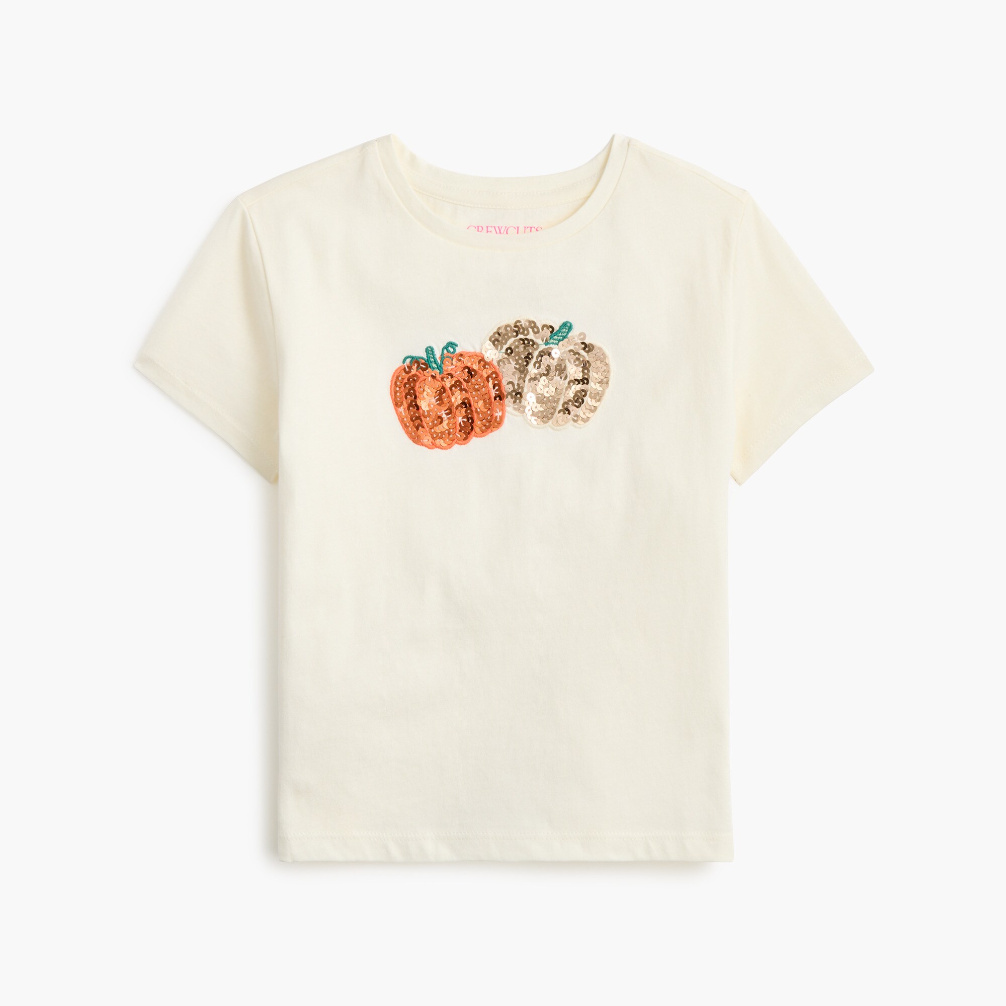 girls' 100% cotton sequin pumpkins graphic tee for girls