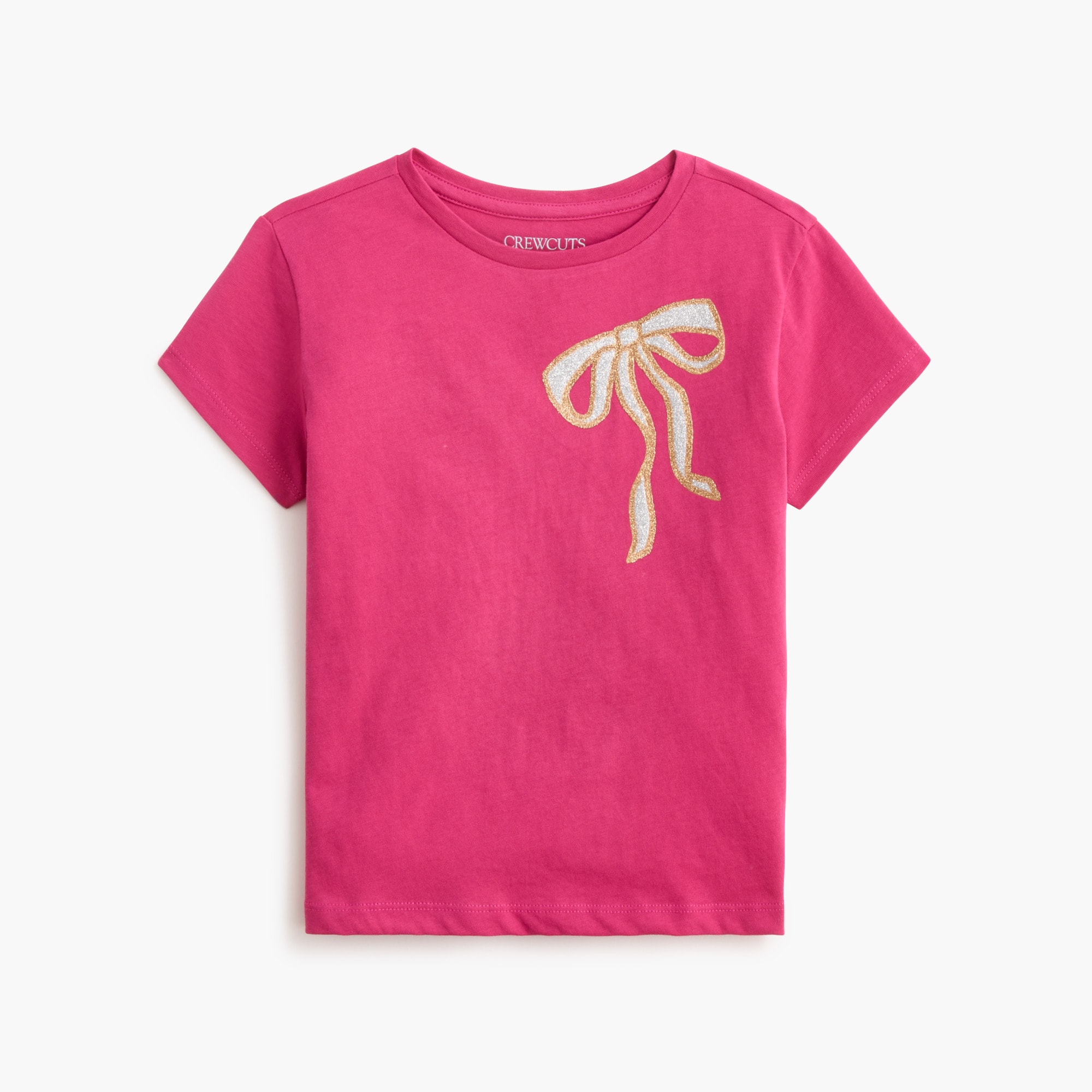 Girls' glitter bow graphic tee