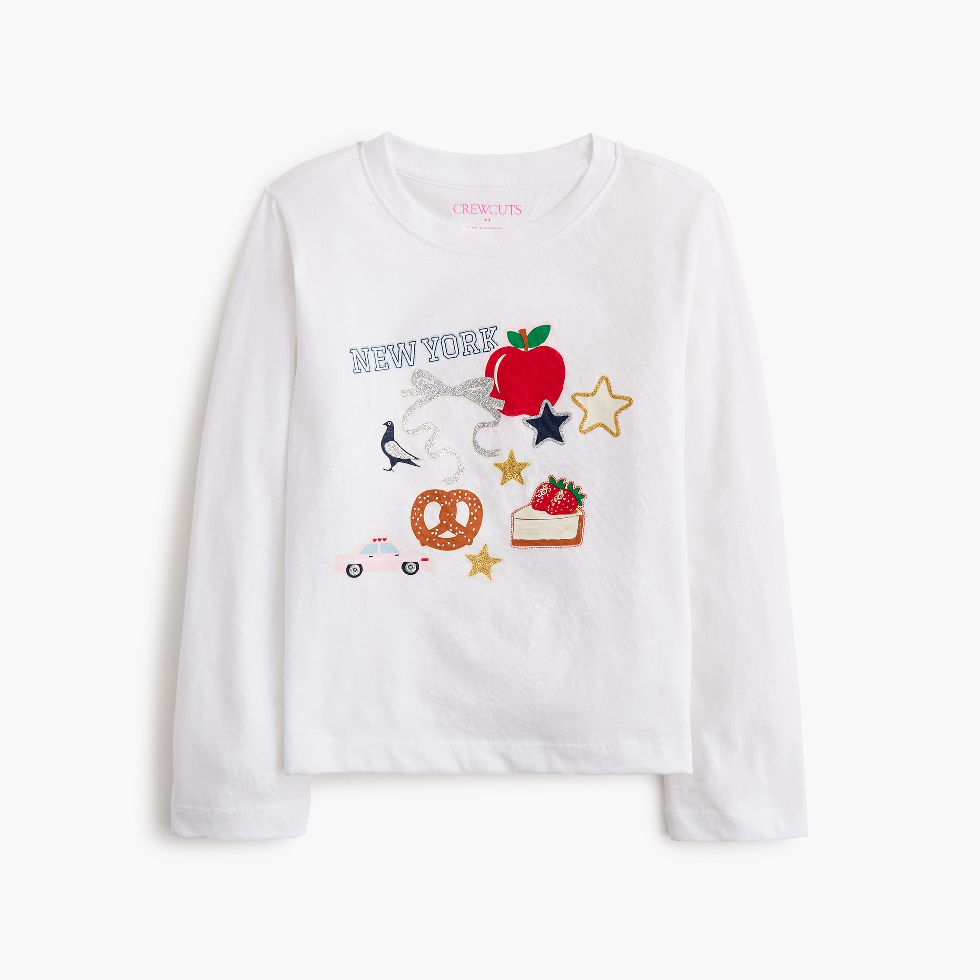 Girls' long-sleeve 100% cotton "New York" graphic tee