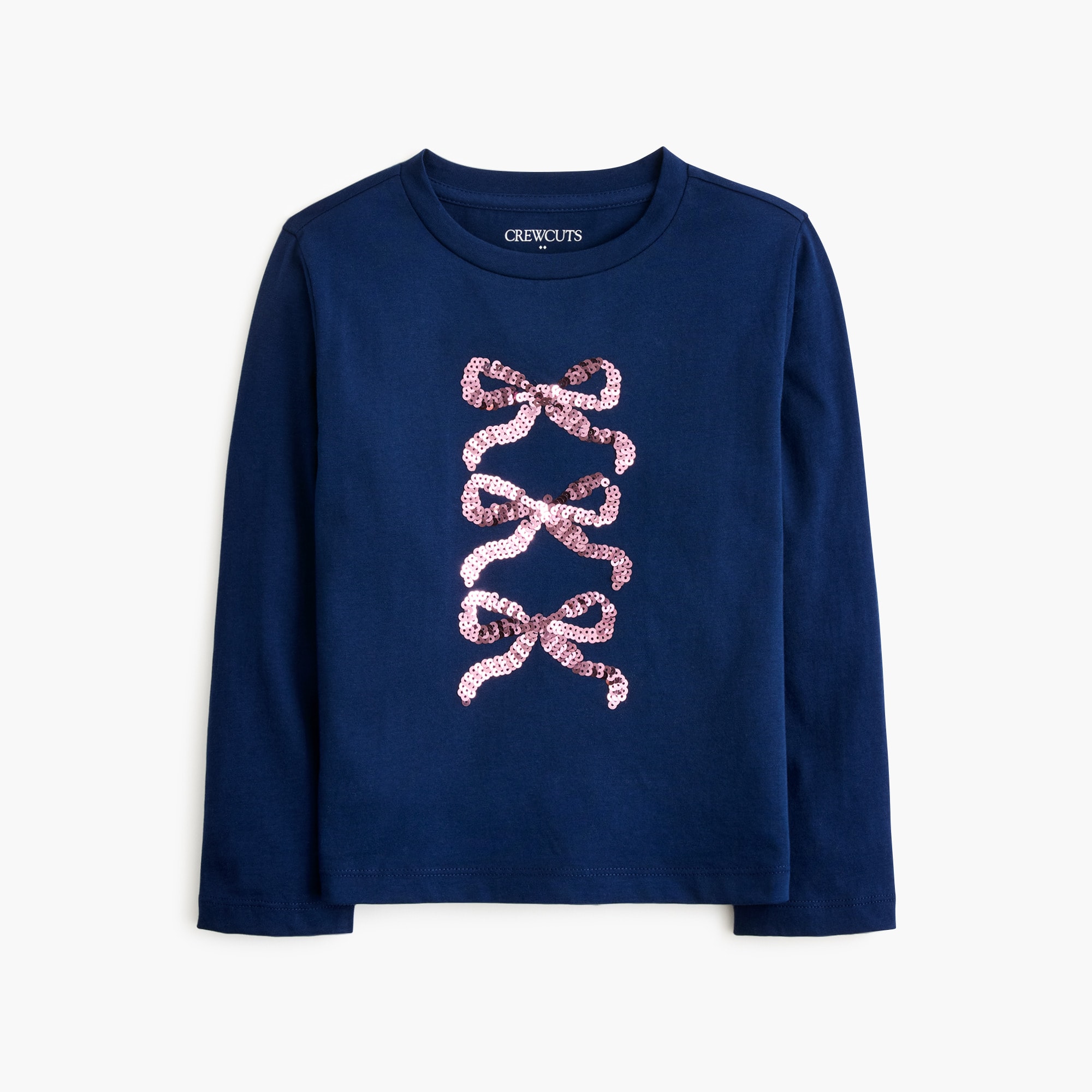 Girls' long-sleeve sequin bows graphic tee