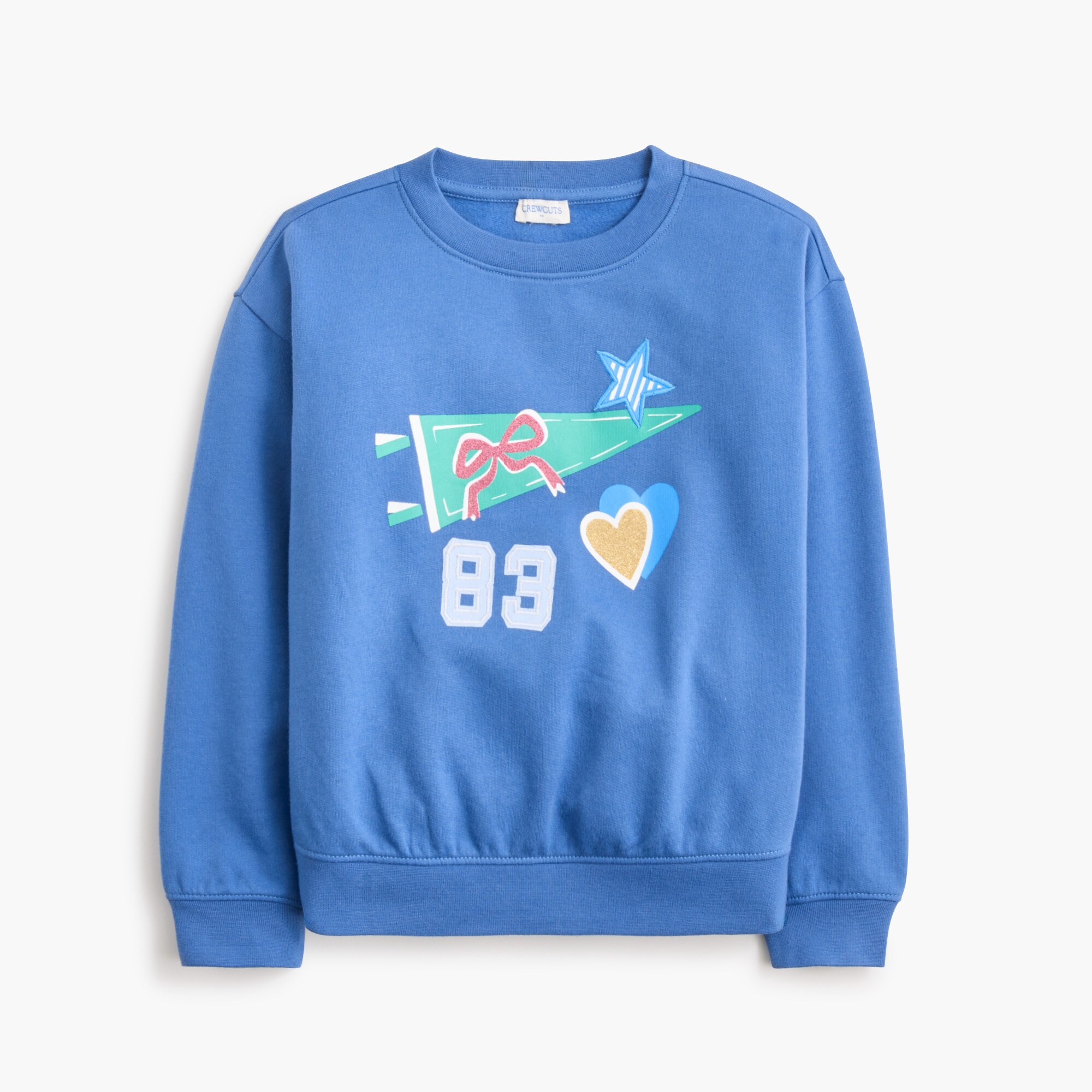 Girls' patchwork crewneck sweatshirt