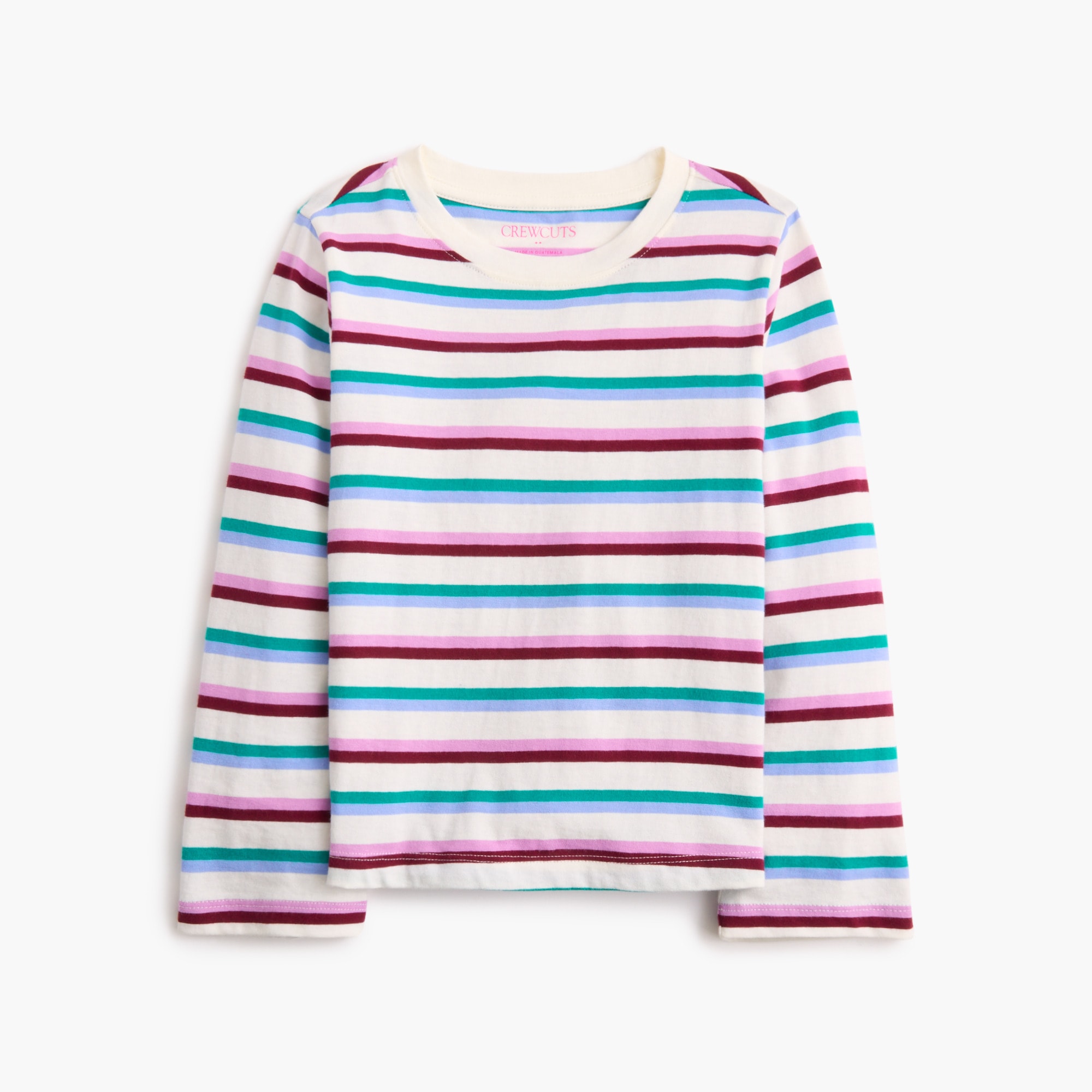 Girls' long-sleeve 100% cotton jersey striped tee