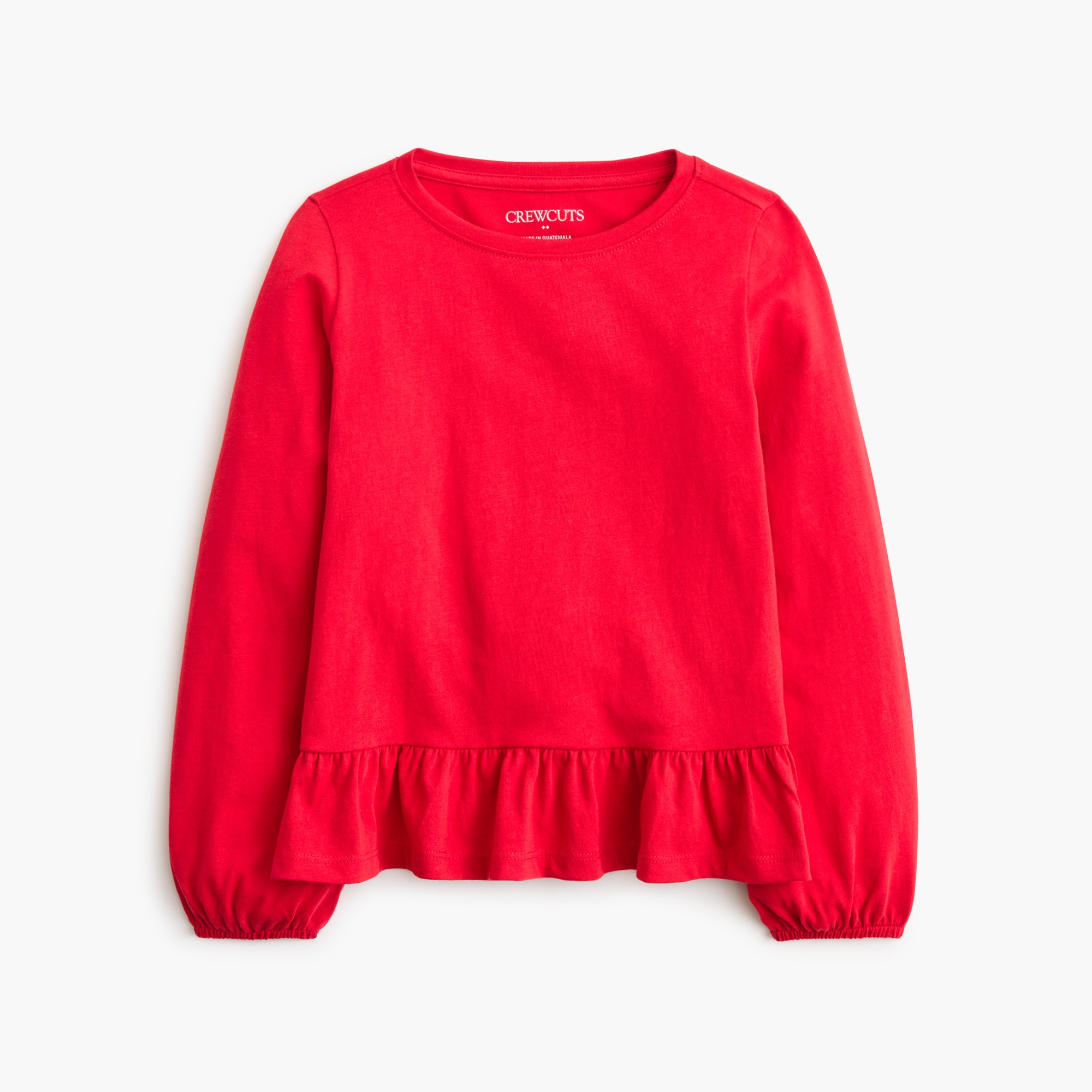 Girls' long-sleeve 100% cotton peplum tee