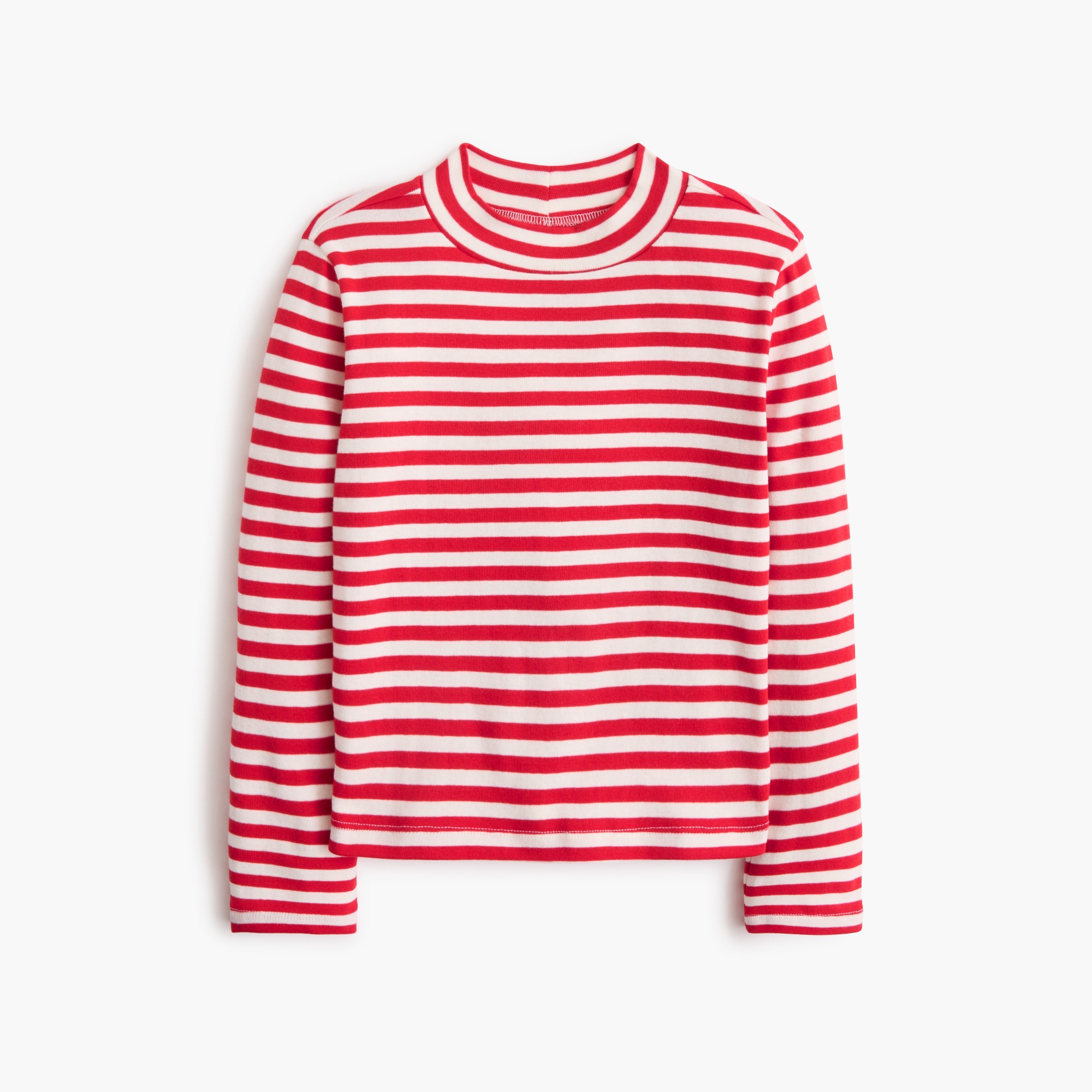 Girls' long-sleeve striped mockneck tee