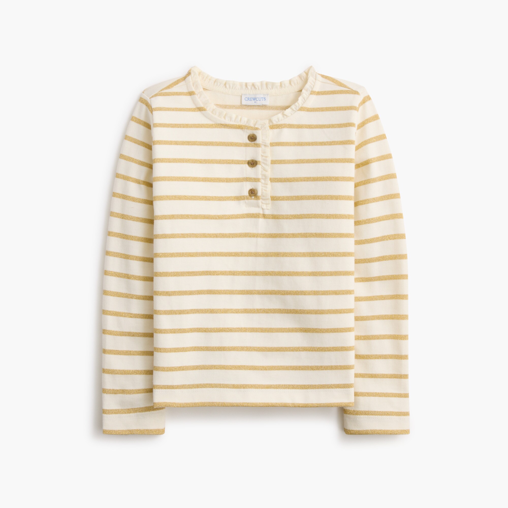 girls' long-sleeve 100% cotton striped henley tee for girls