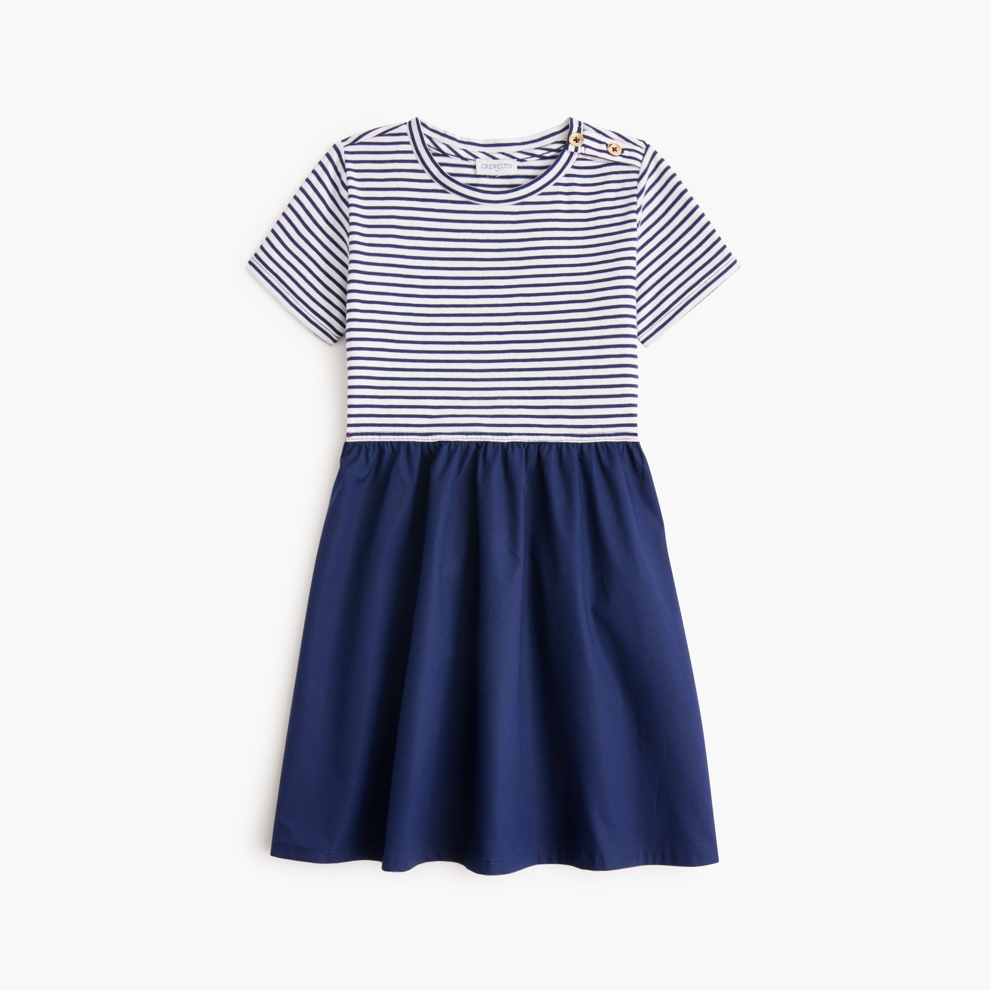 Girls' striped mixed-media dress