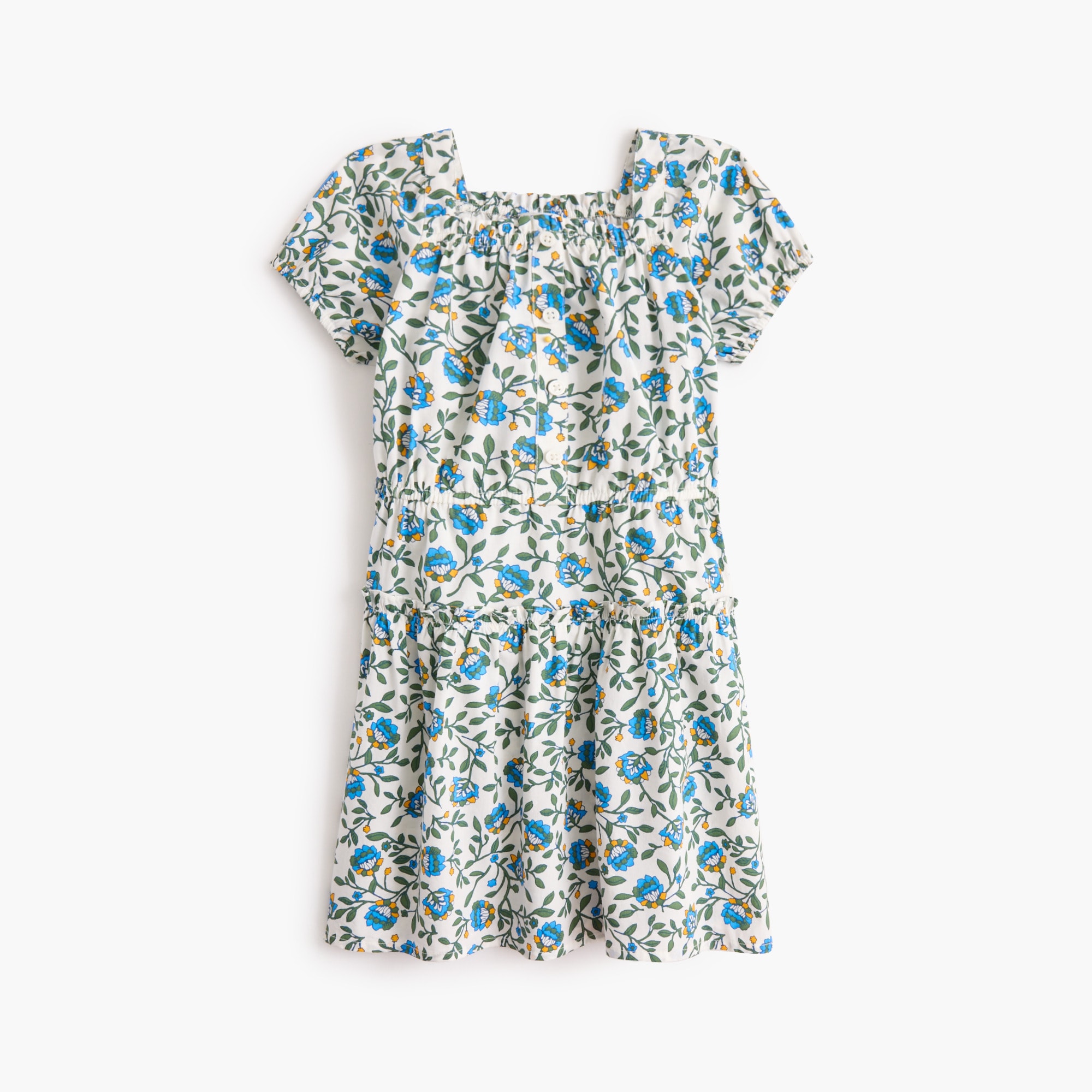 Girls' floral button-front dress