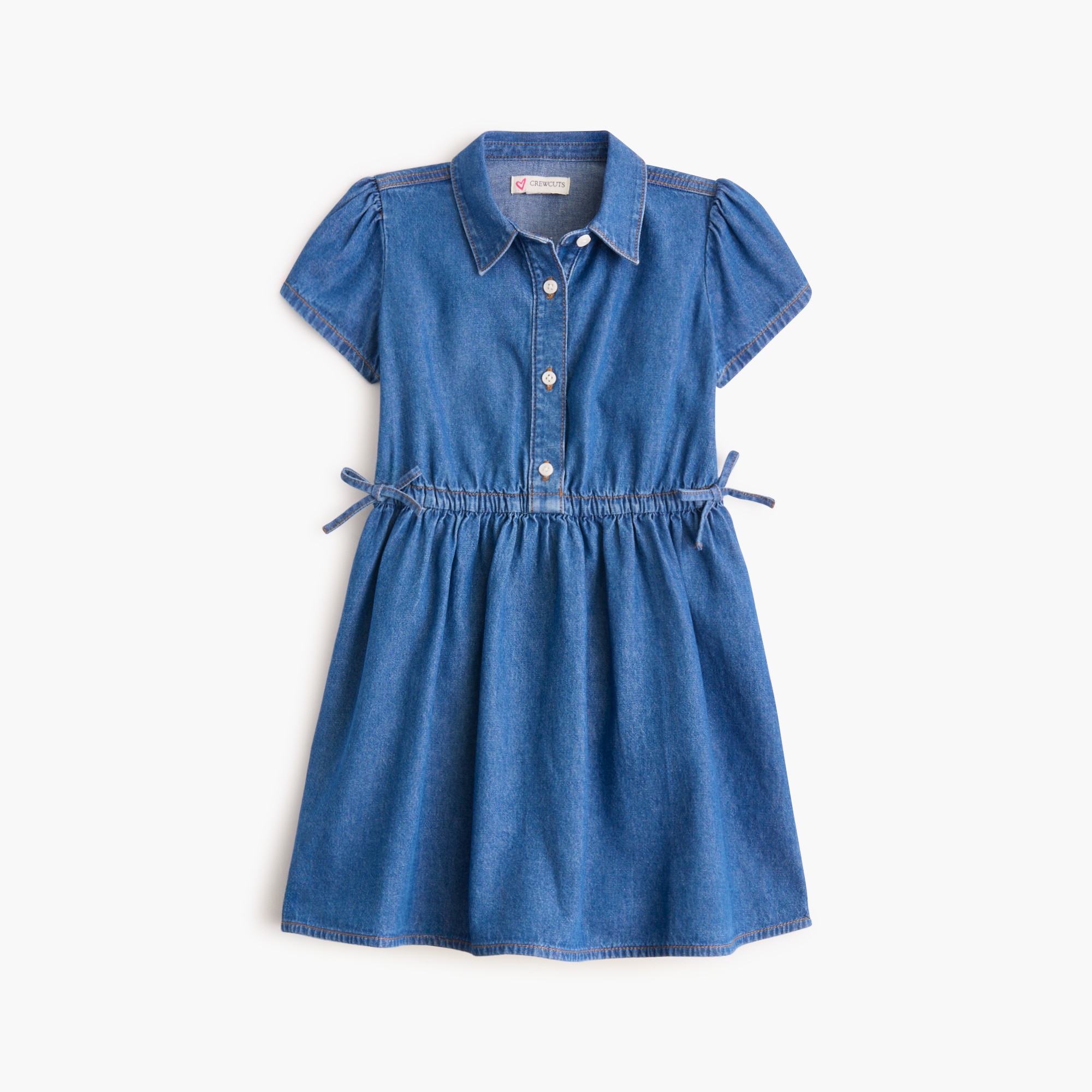 Girls' denim bow shirt-dress