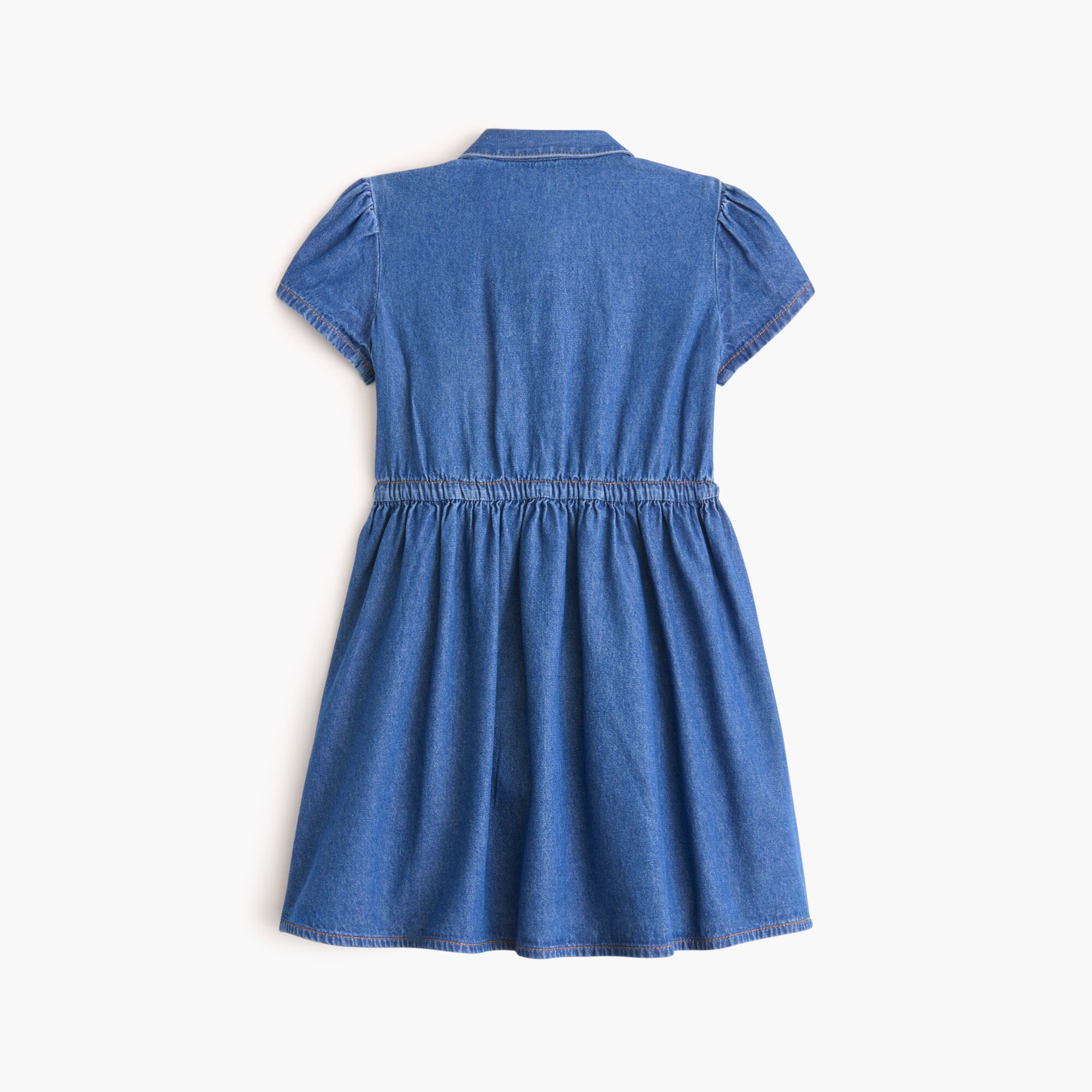 Girls' denim bow shirt-dress