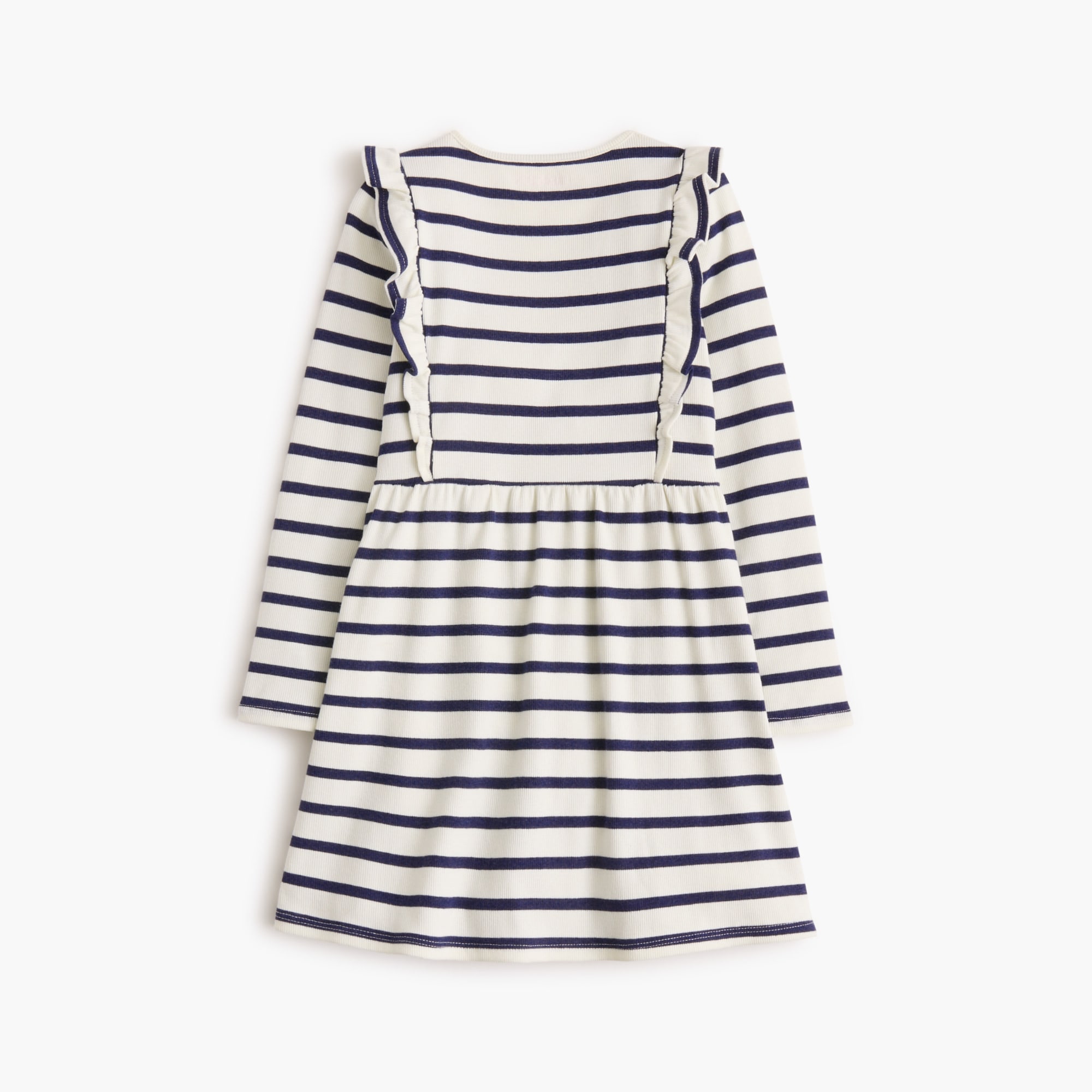 Girls' long-sleeve striped ribbed dress
