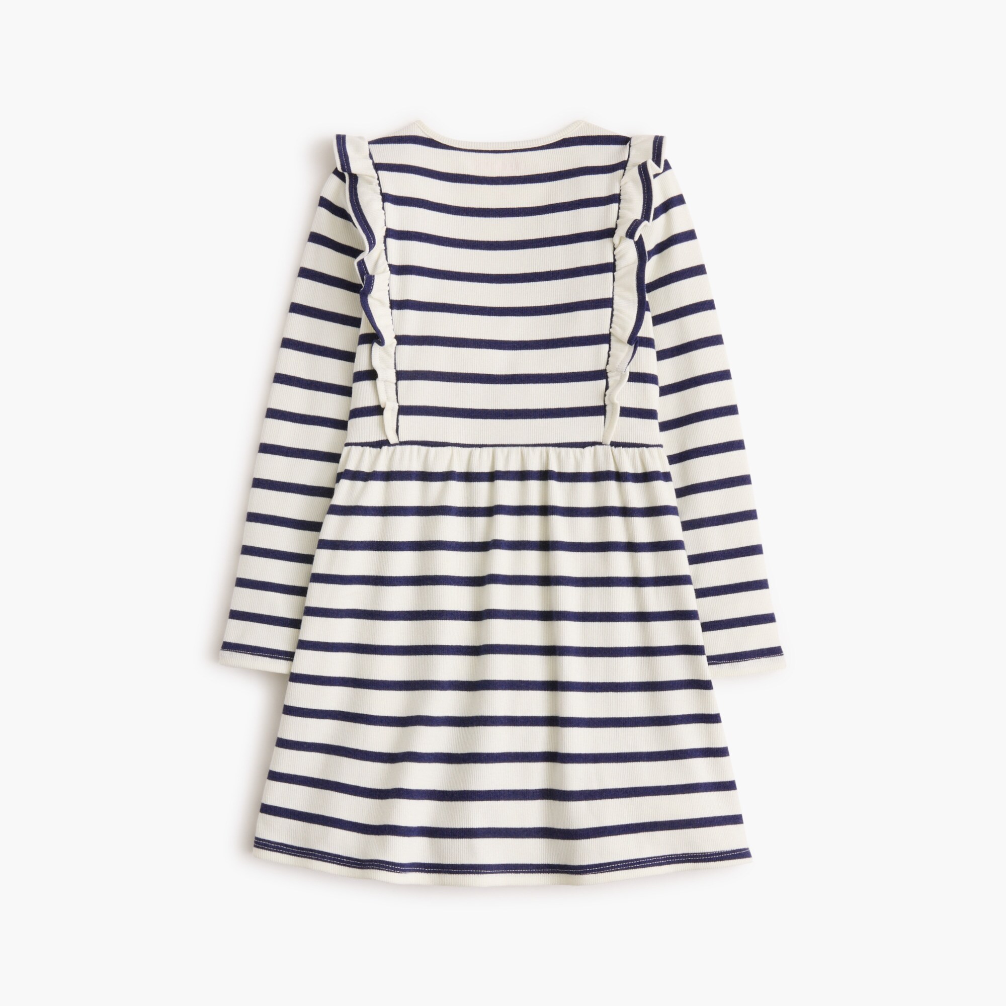 Girls' long-sleeve striped ribbed dress