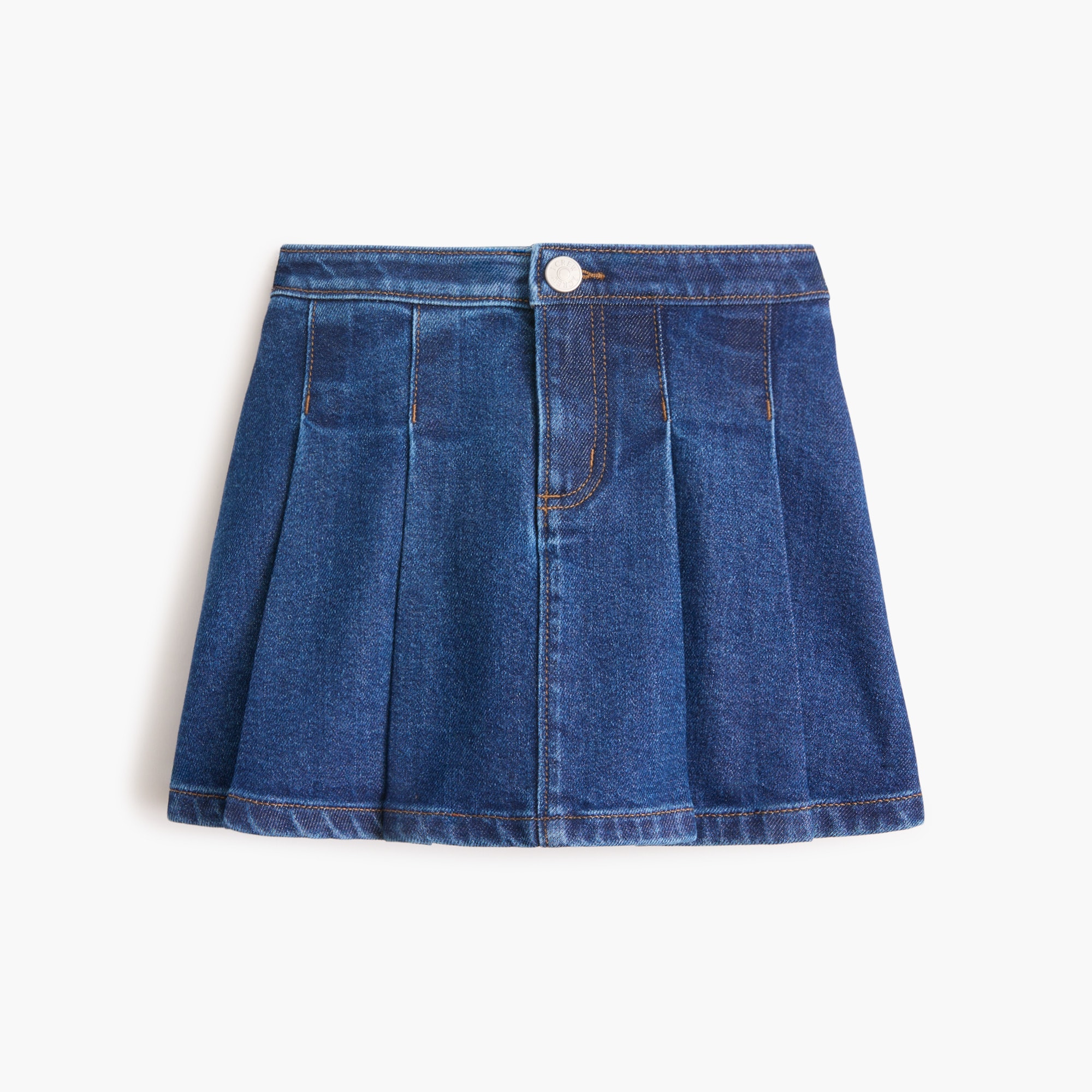 Girls' pleated denim skirt