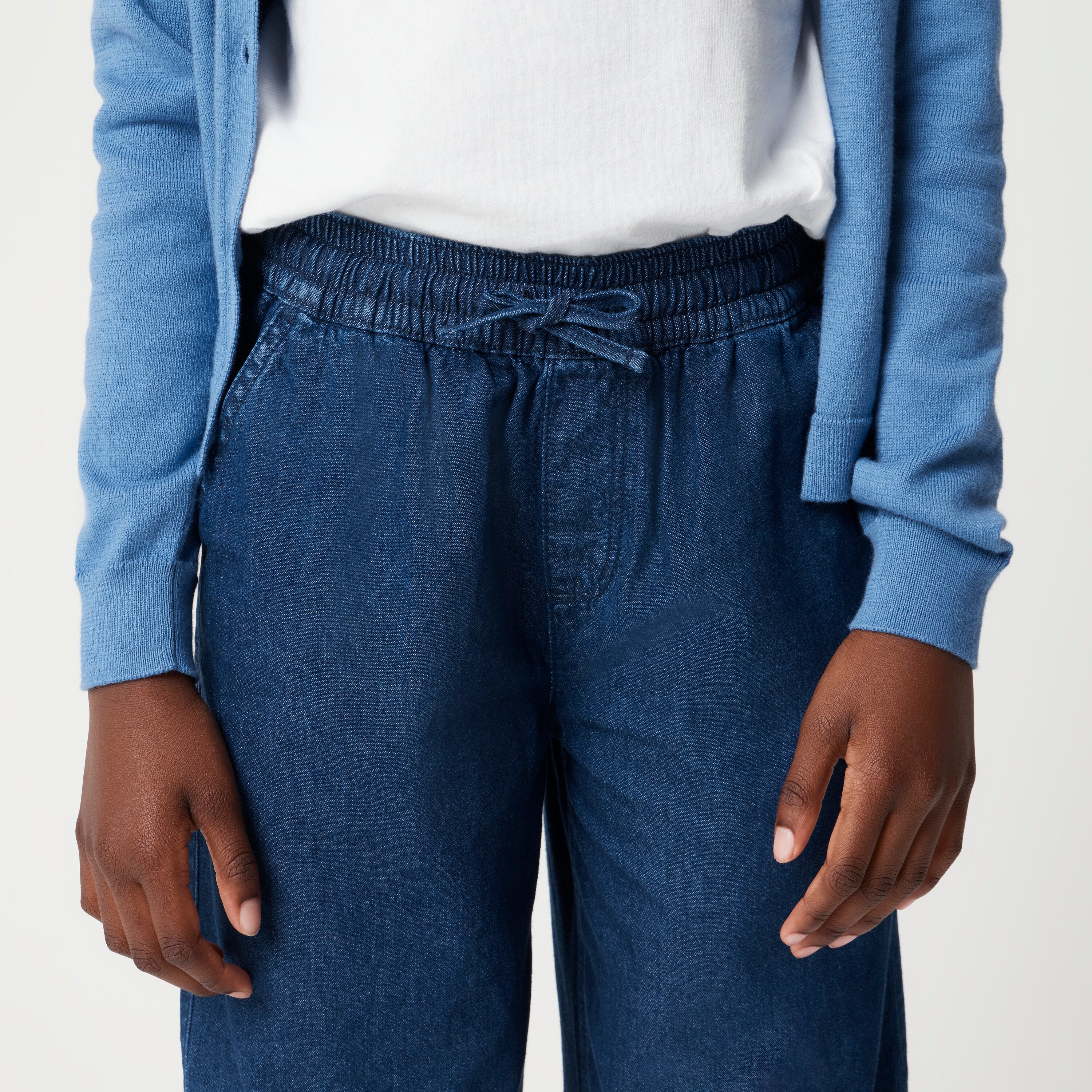 Girls' wide-leg drawstring jean