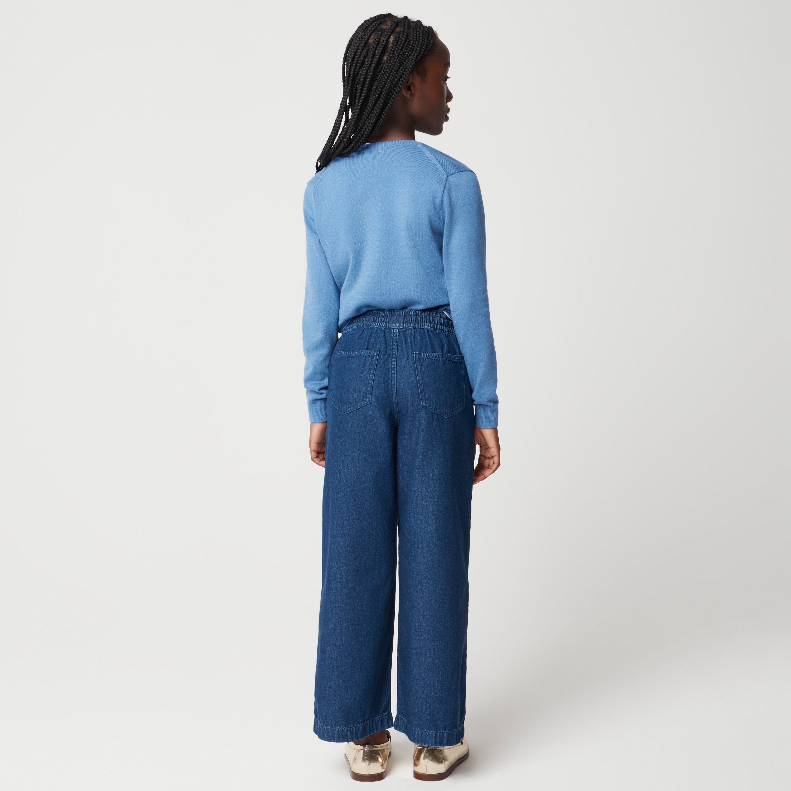 Girls' wide-leg drawstring jean