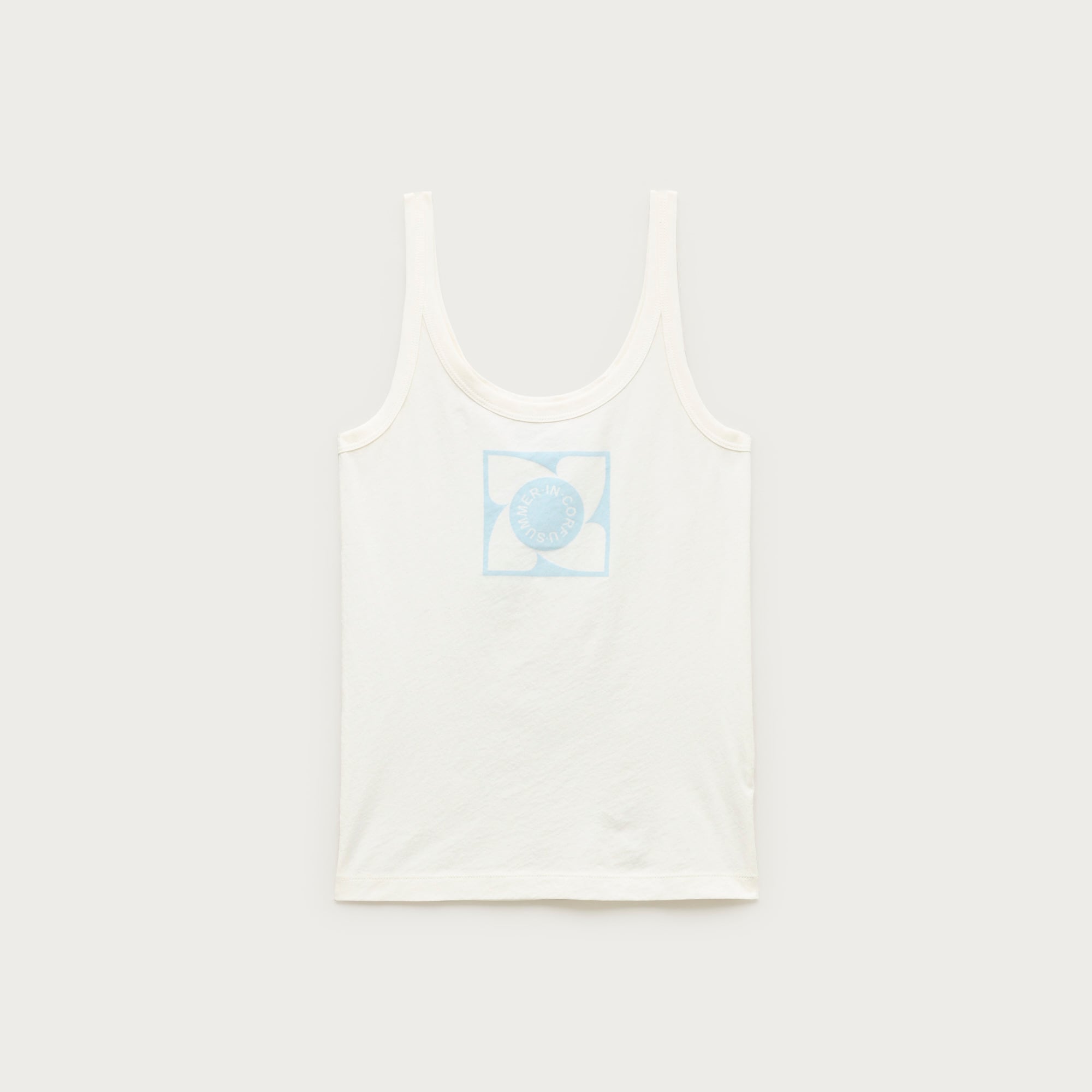 Feather jersey "Summer in Corfu" graphic tank top