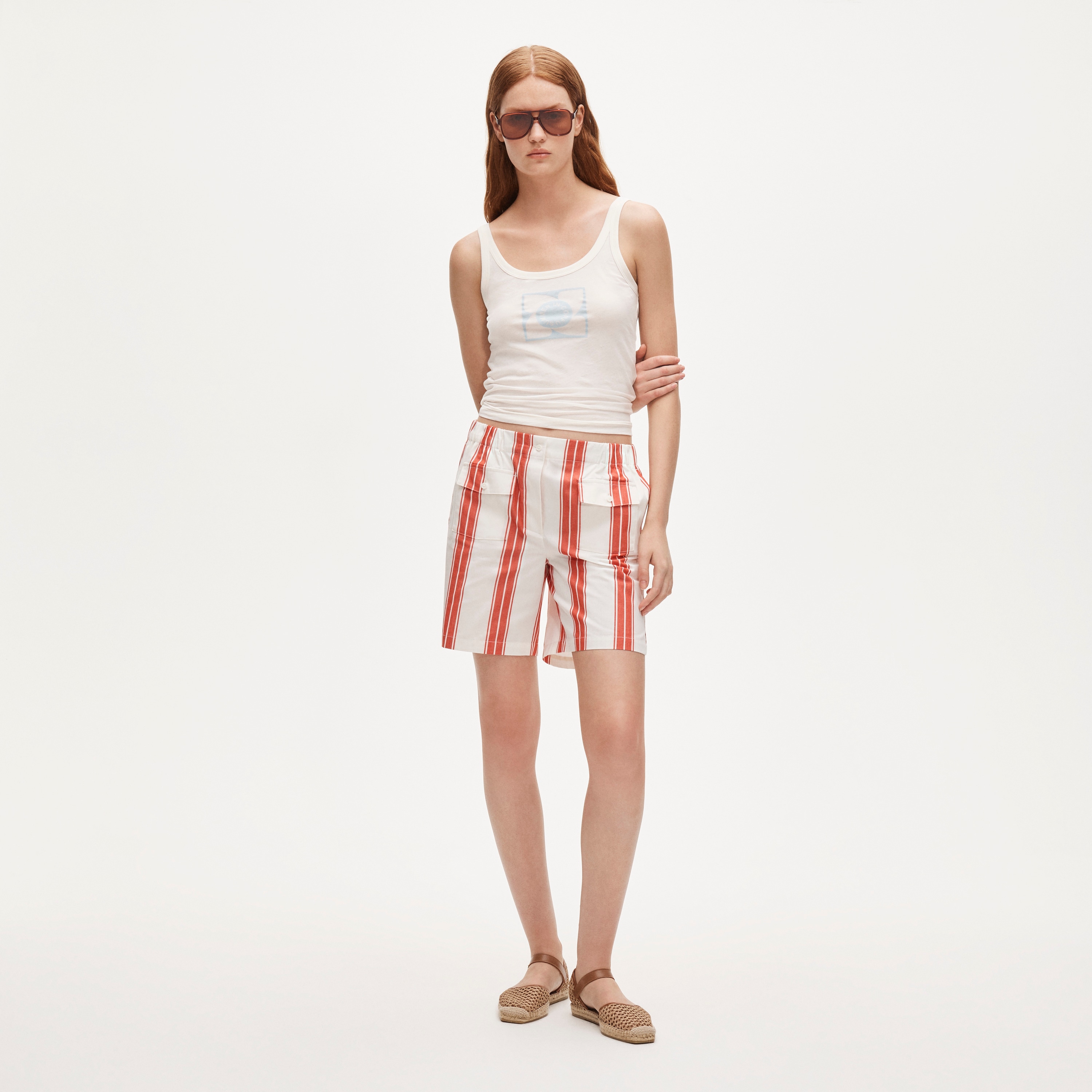 Feather jersey "Summer in Corfu" graphic tank top