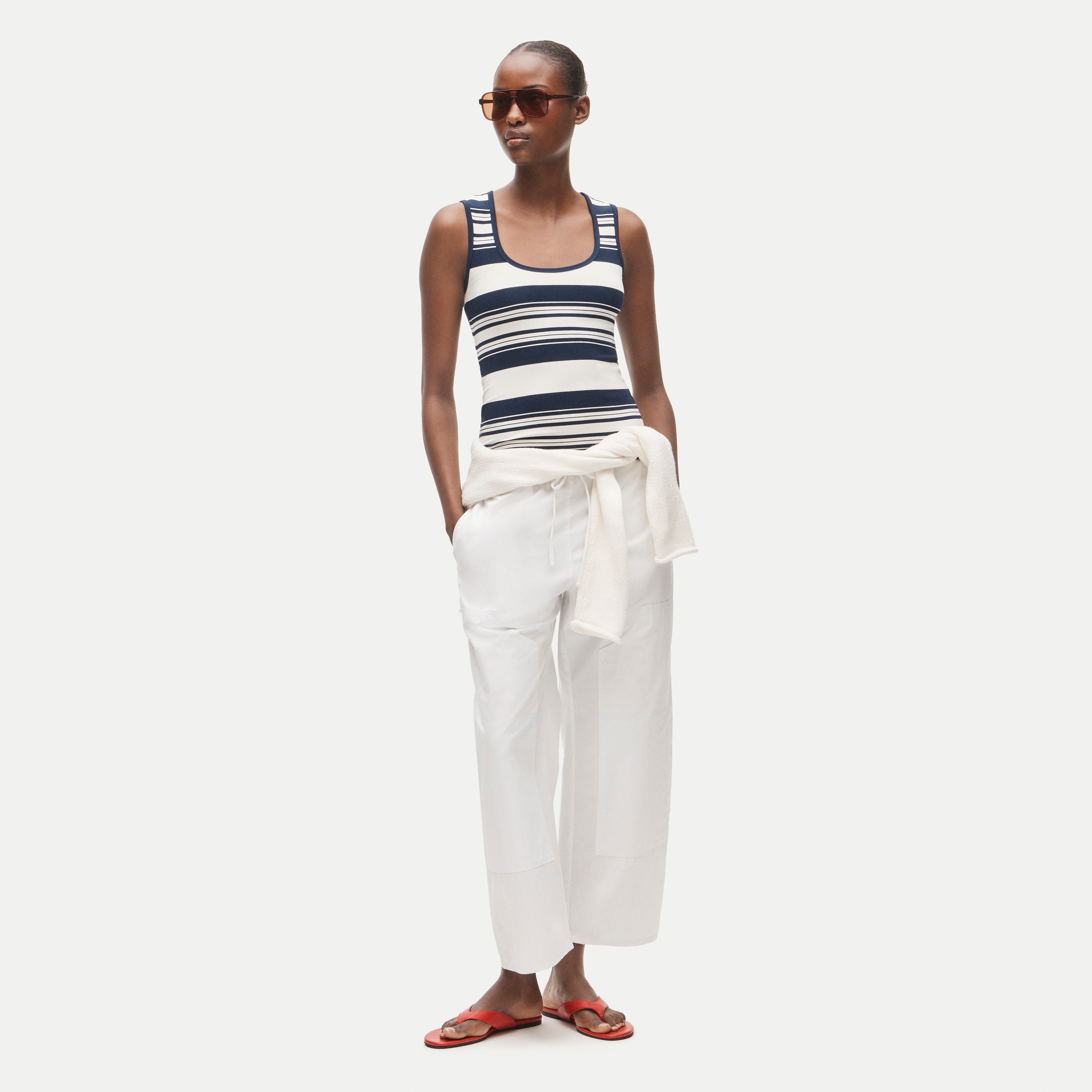 Refined rib scoopneck tank top in stripe