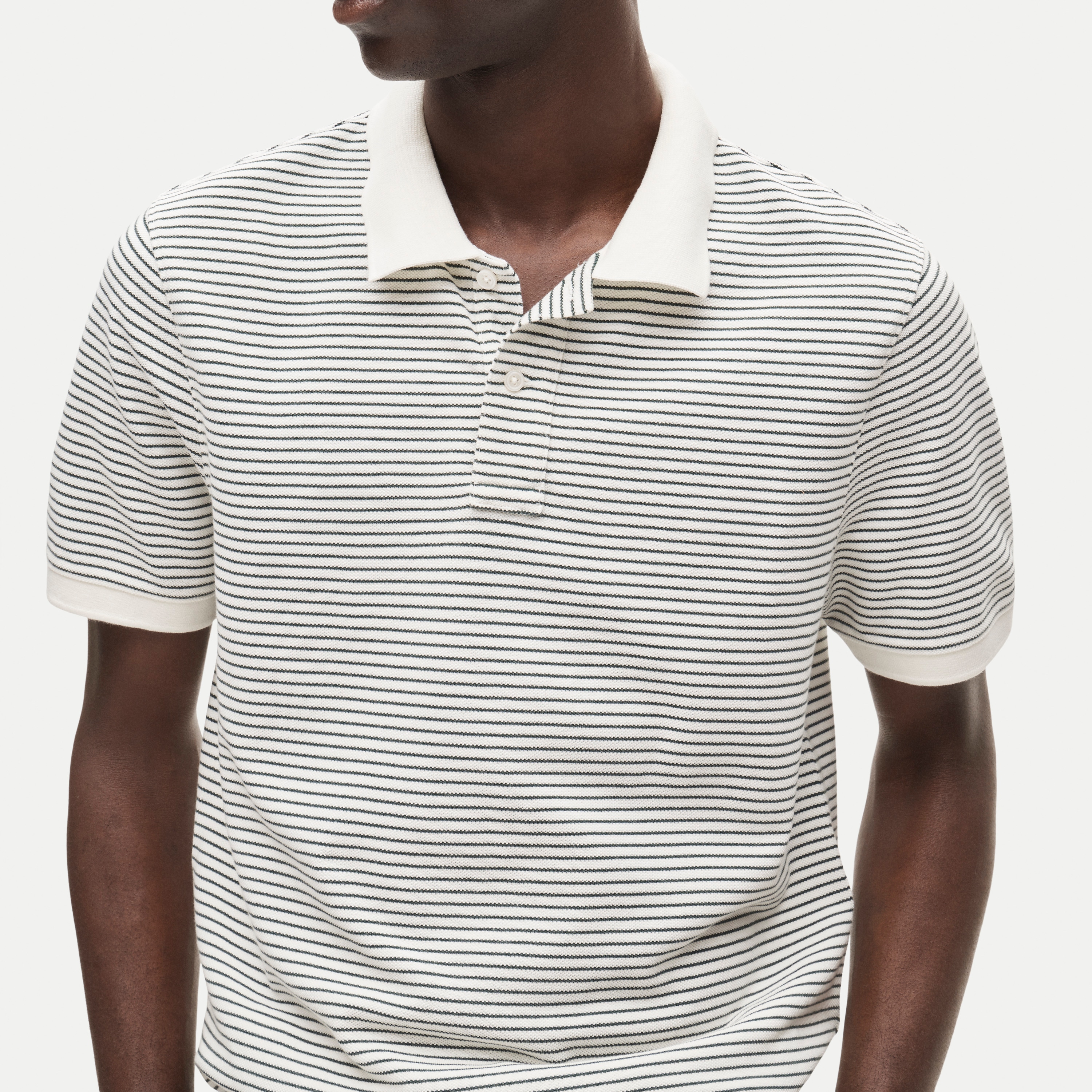 Washed piqu&eacute; polo shirt in stripe - thumbnail 2