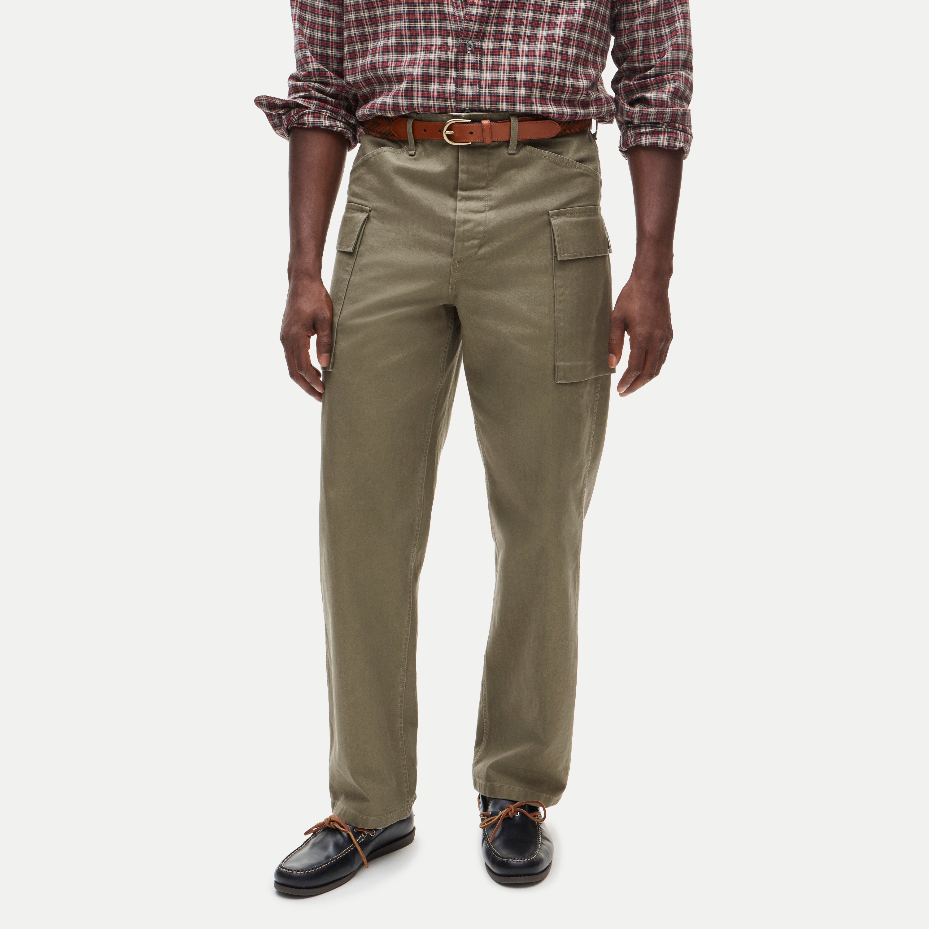 Utility cargo pant in herringbone cotton