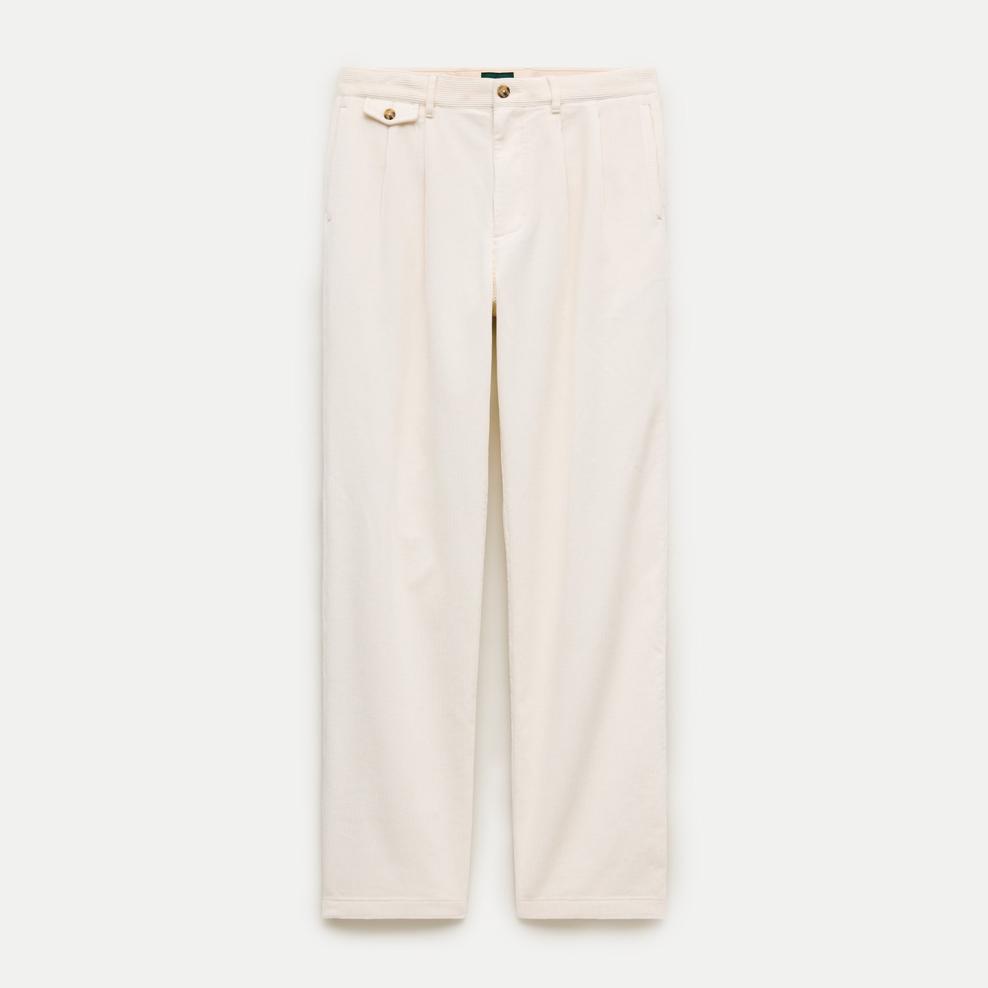 Relaxed-fit double-pleated corduroy pant