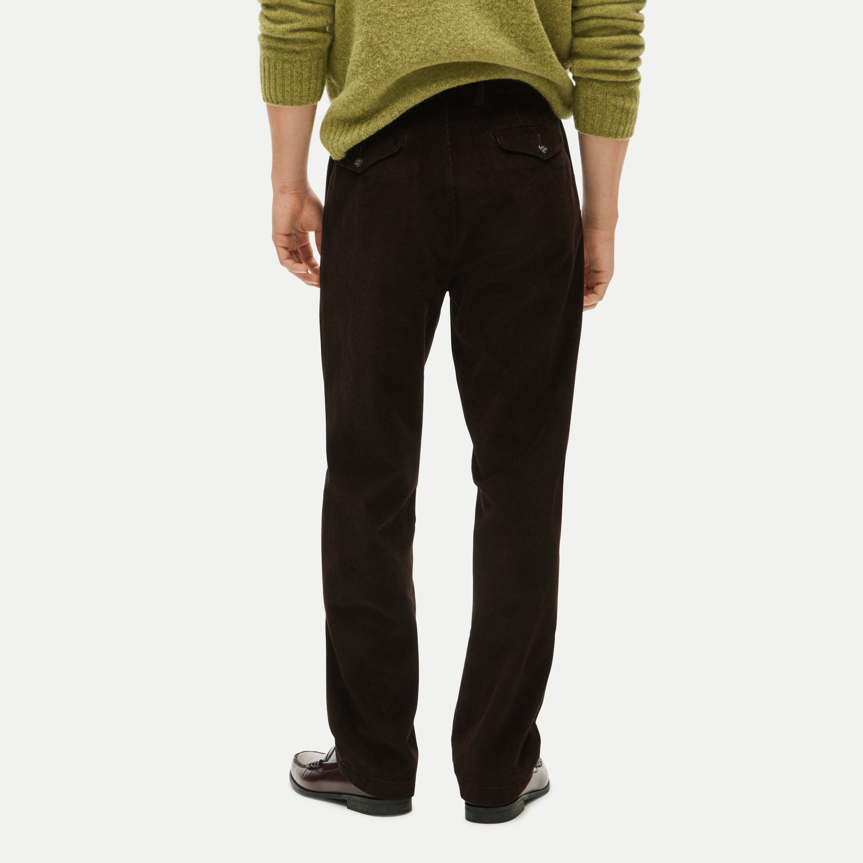 Relaxed-fit double-pleated corduroy pant