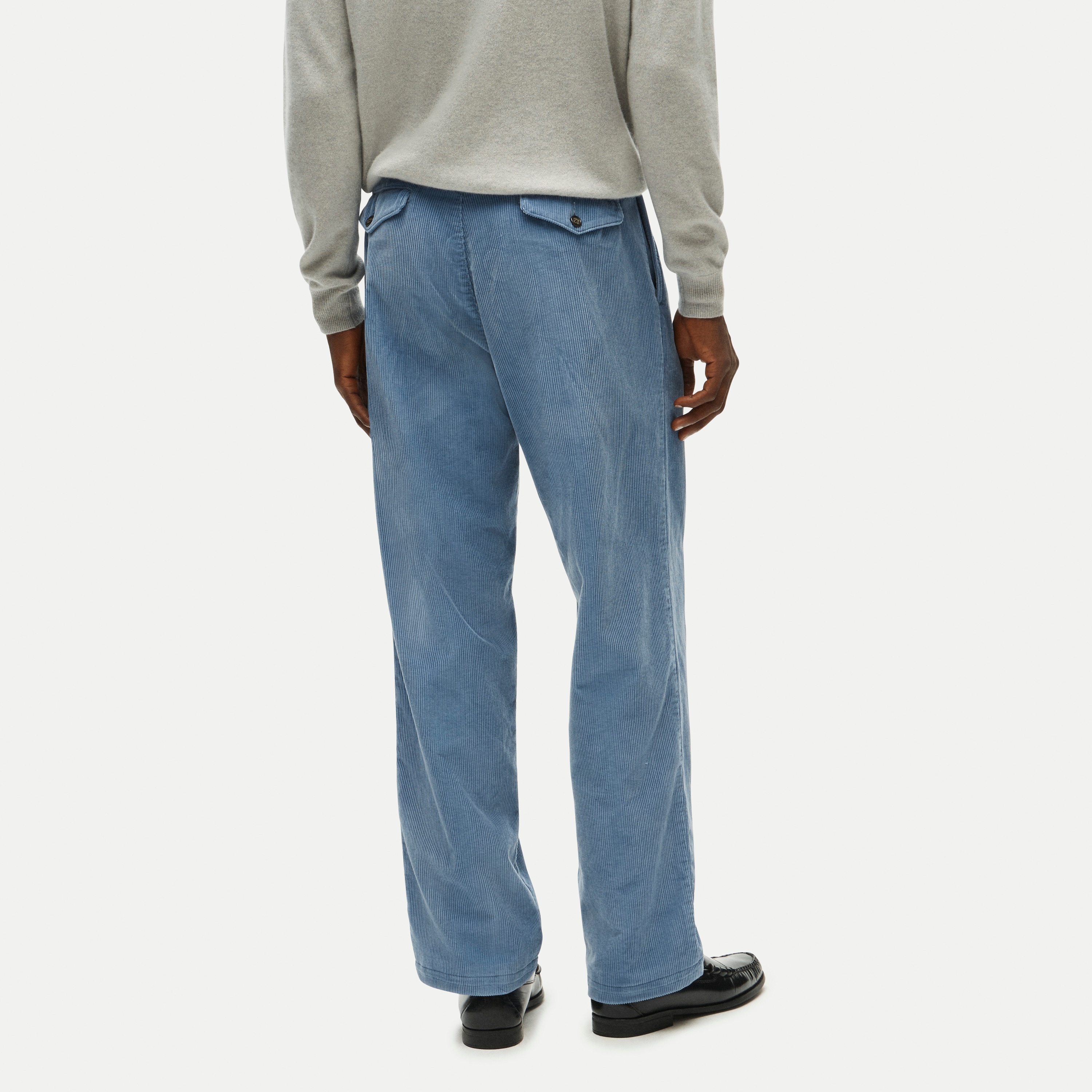 Relaxed-fit double-pleated corduroy pant