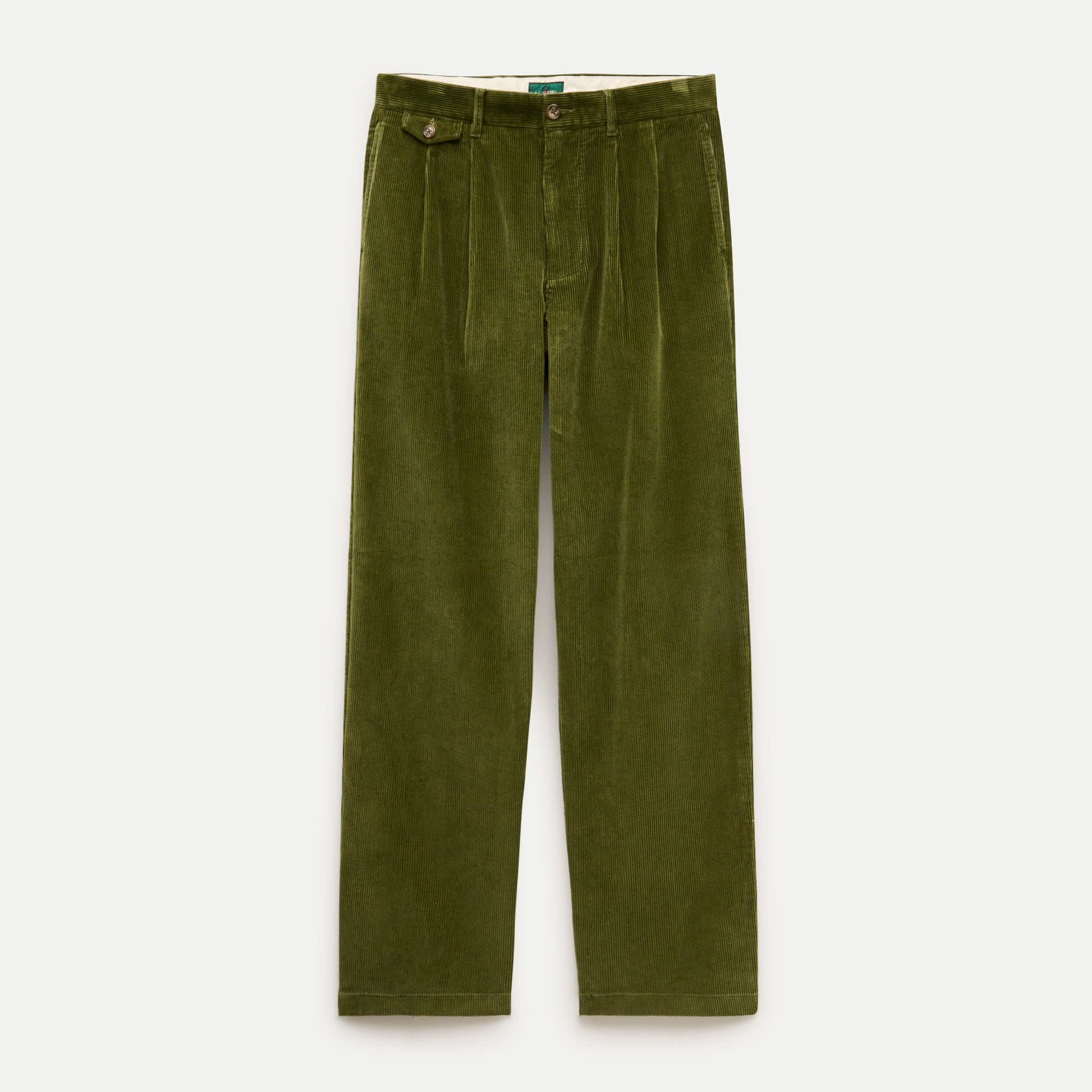 Relaxed-fit double-pleated corduroy pant