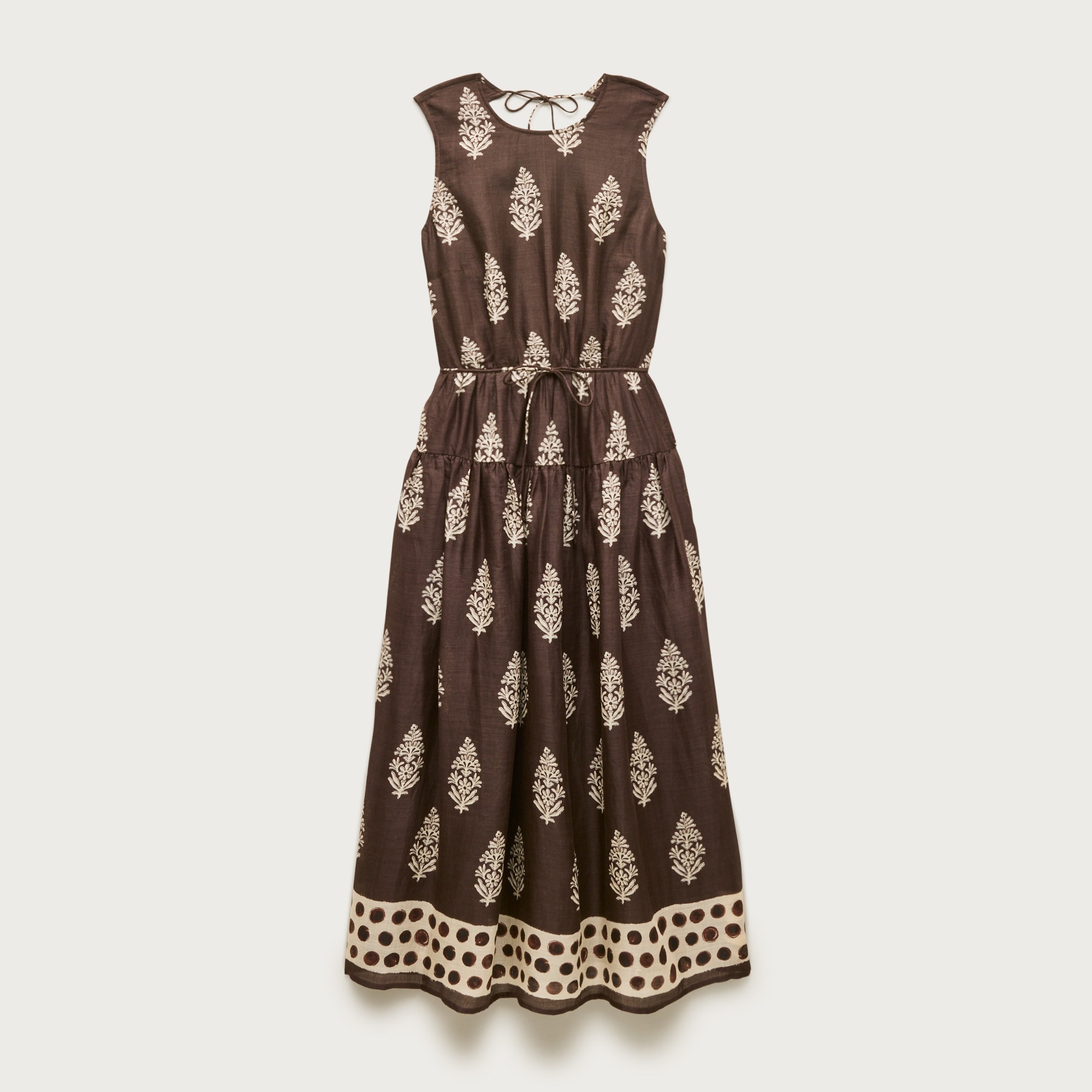 Open-back dress in cocoa block print from J.Crew - $212