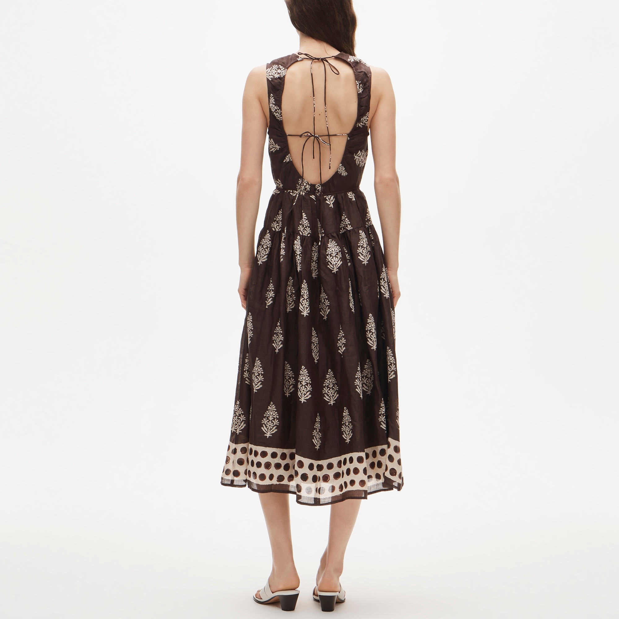 TAV COOK s　タヴ　ドレス Open-back Dress In Cocoa Block Print For Women | J.Crew