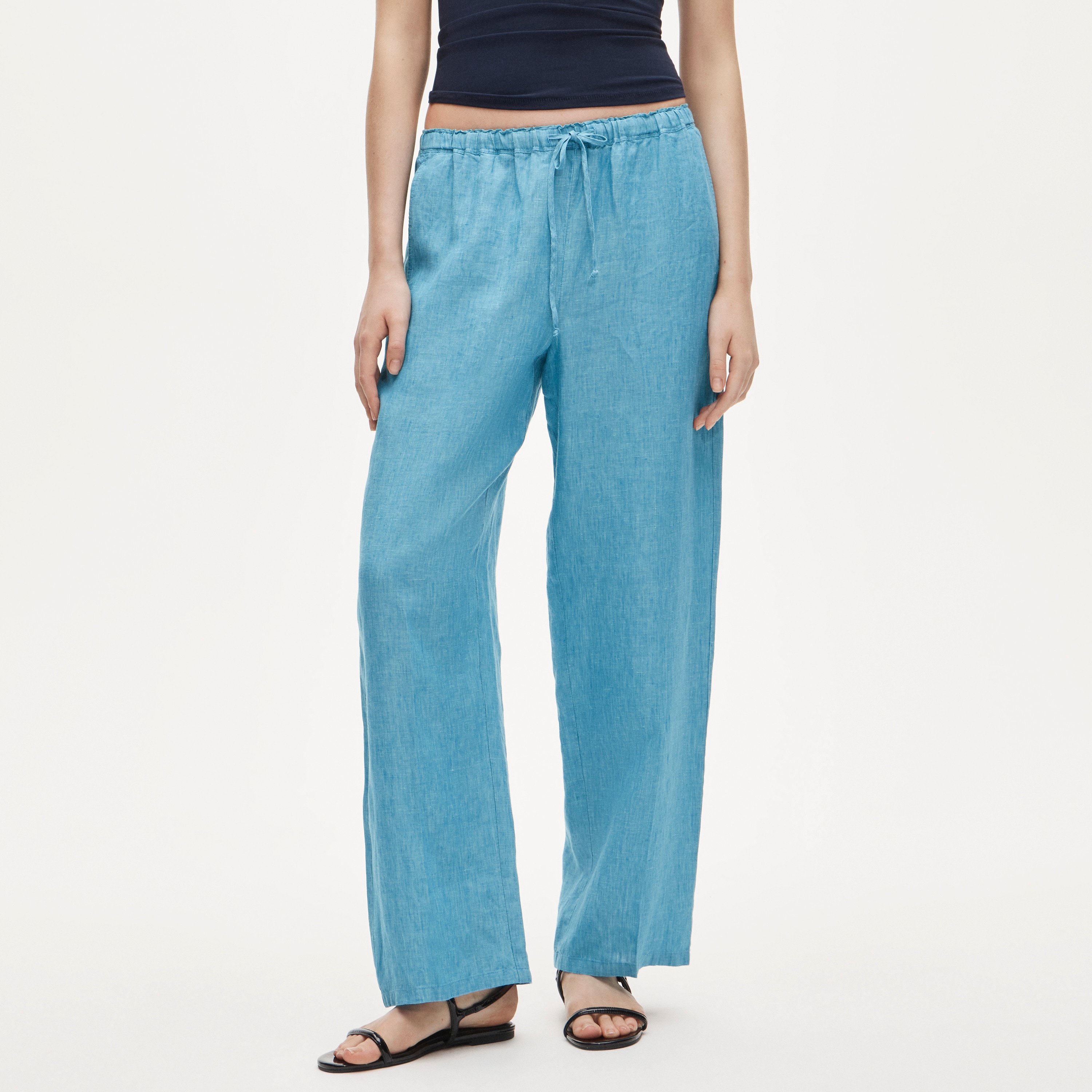 Soleil pant in crosshatched linen