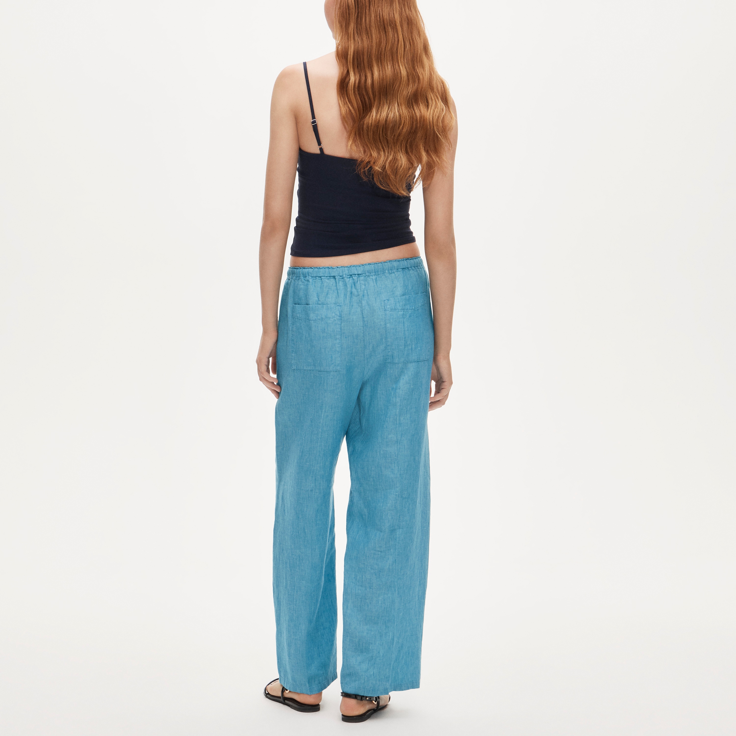 Soleil pant in crosshatched linen