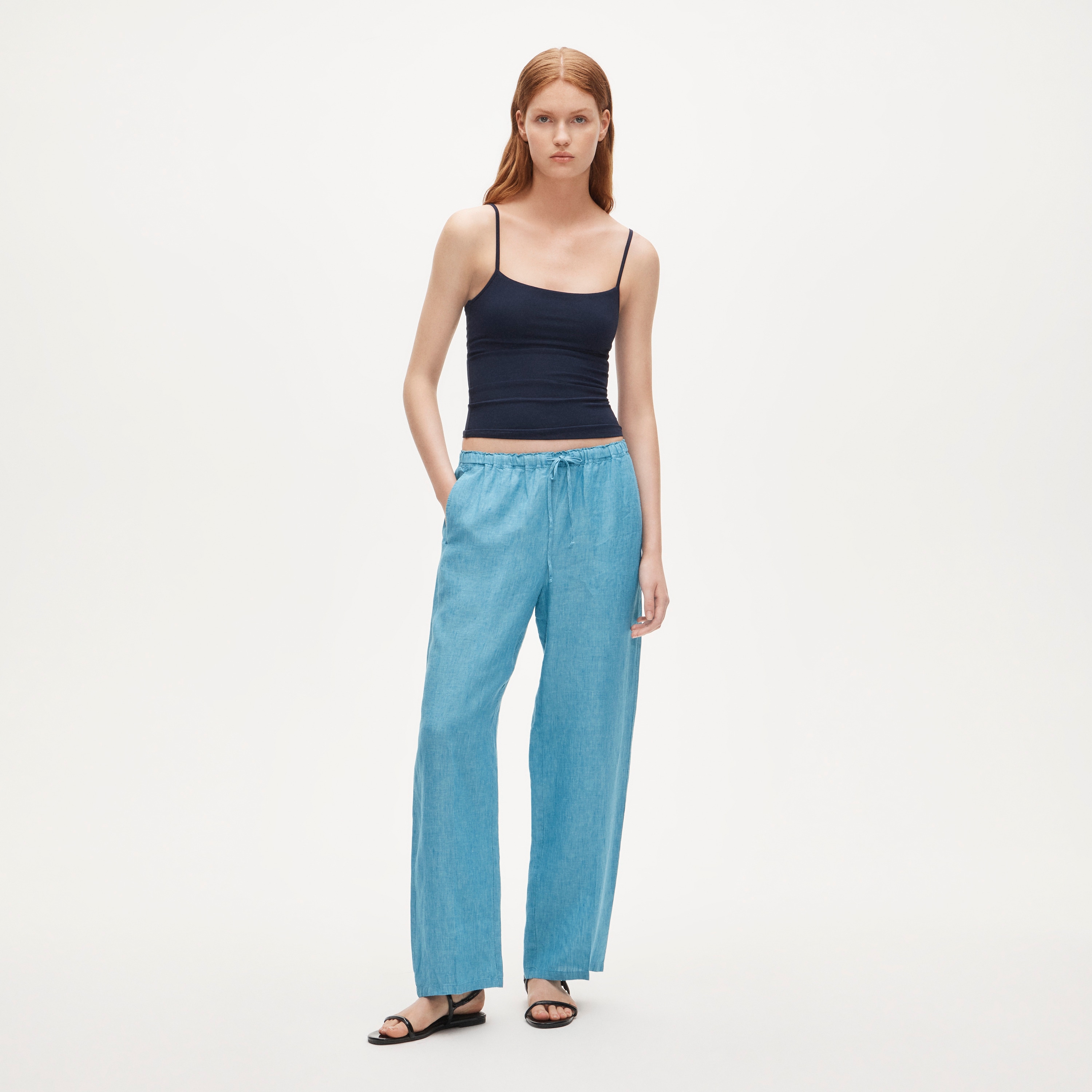 Soleil pant in crosshatched linen