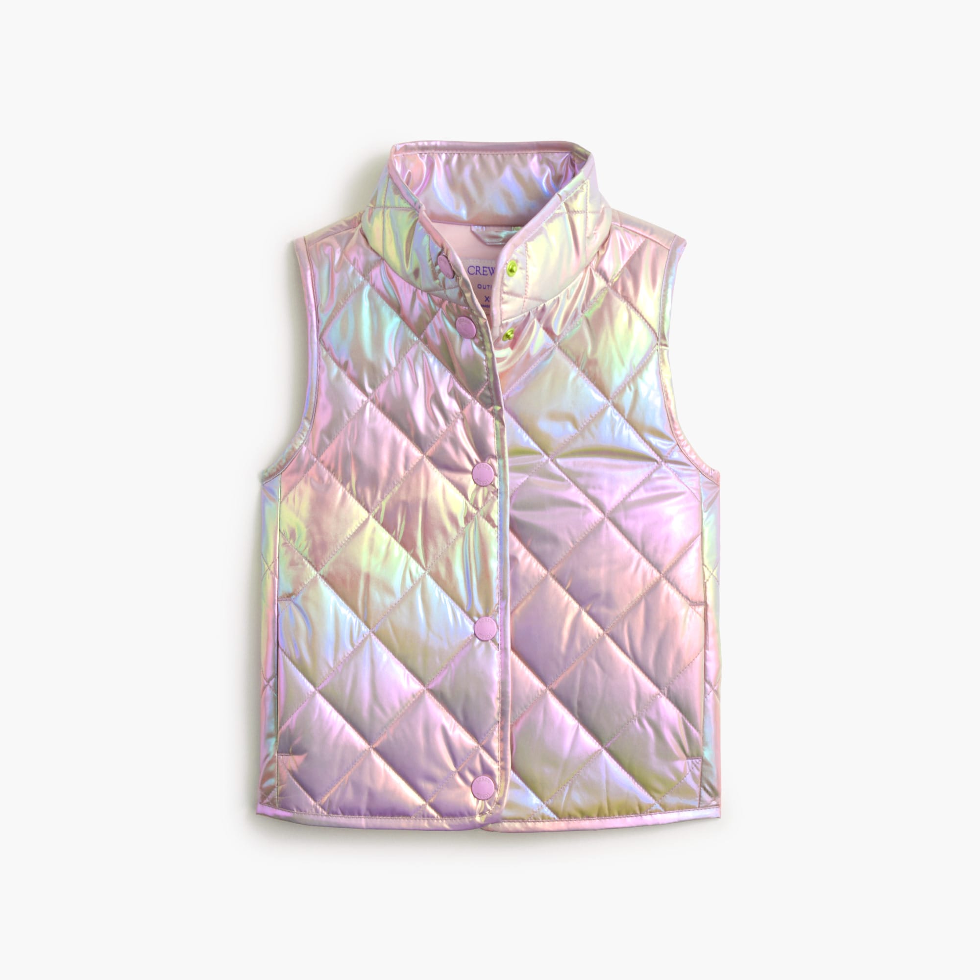 Girls' metallic quilted puffer vest