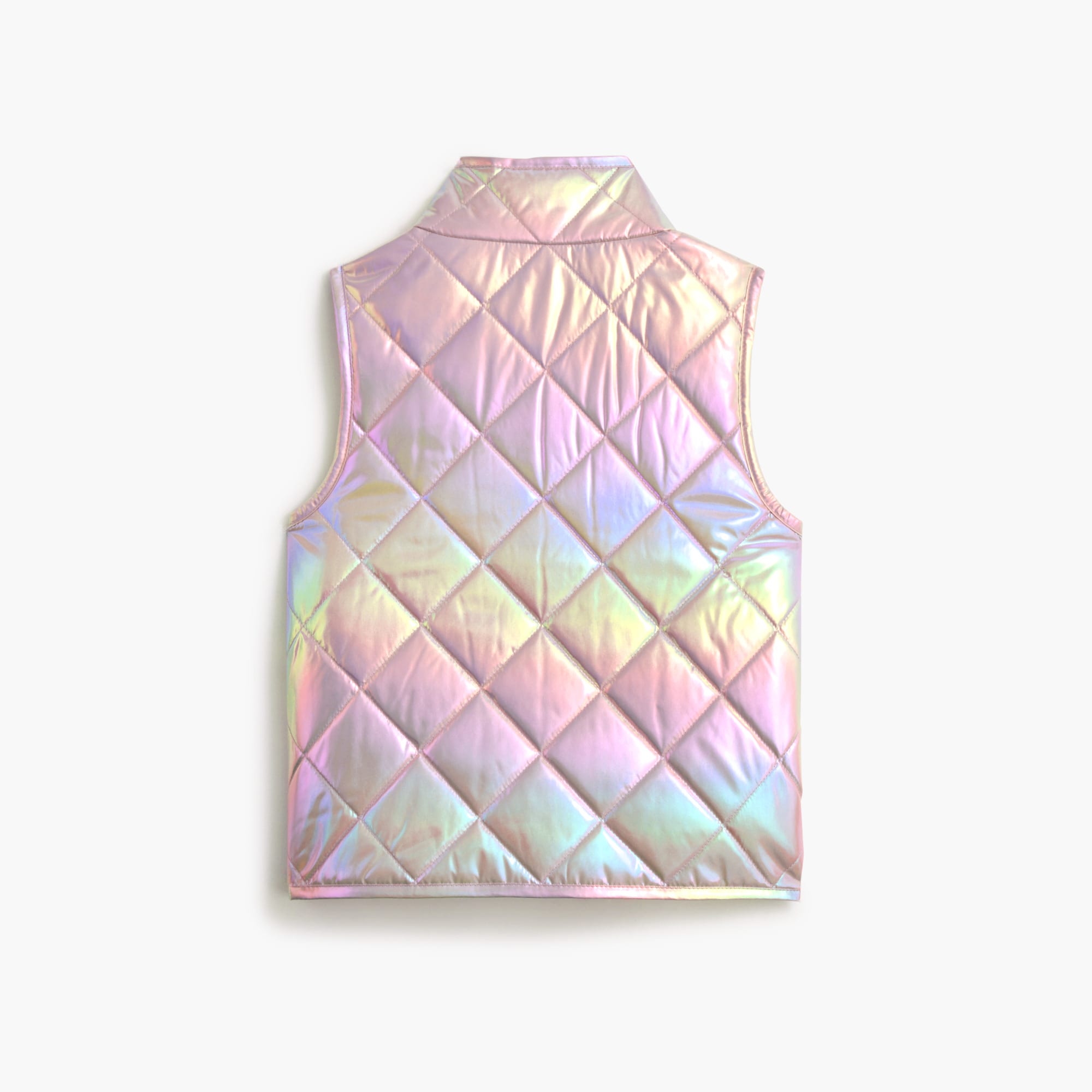 Girls' metallic quilted puffer vest