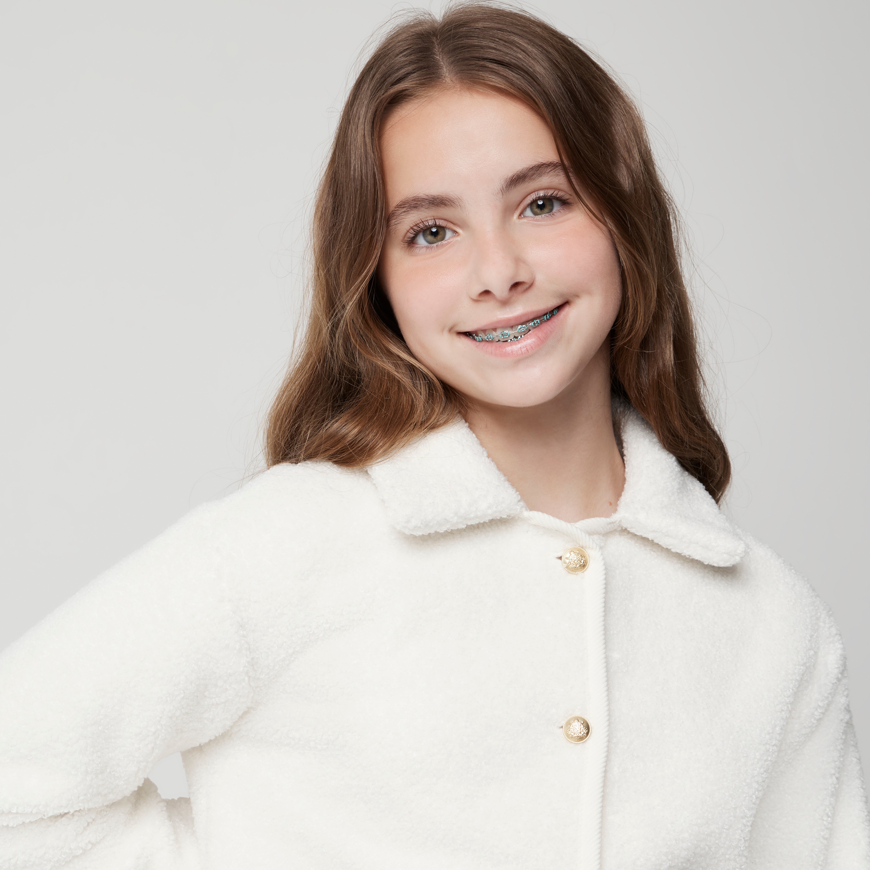 Girls' collared Sherpa jacket