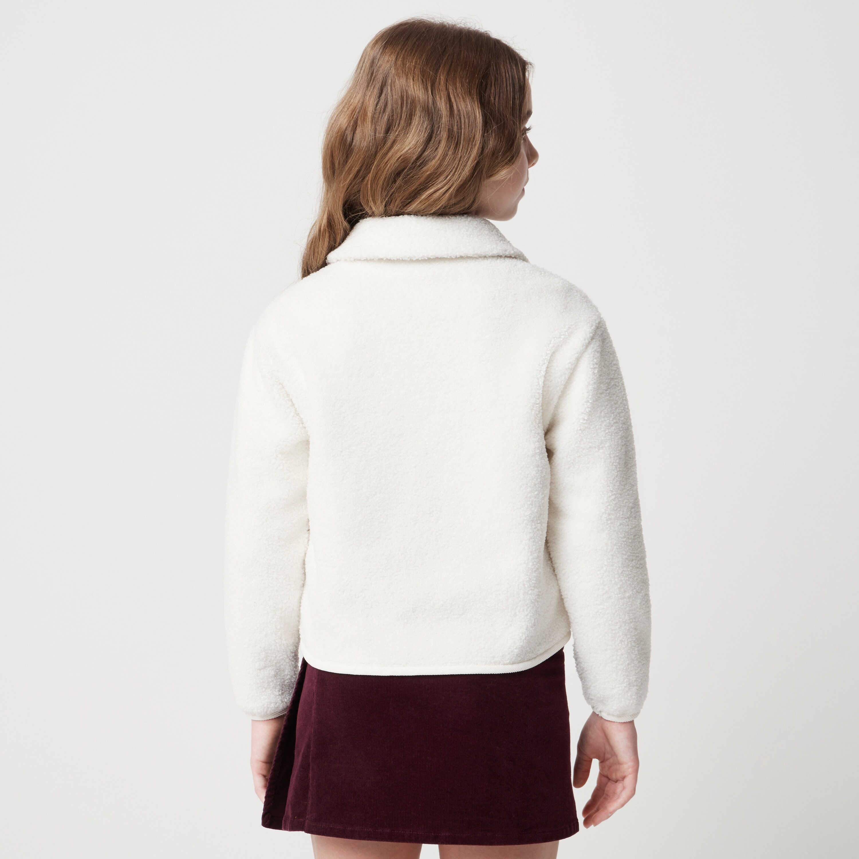Girls' collared Sherpa jacket