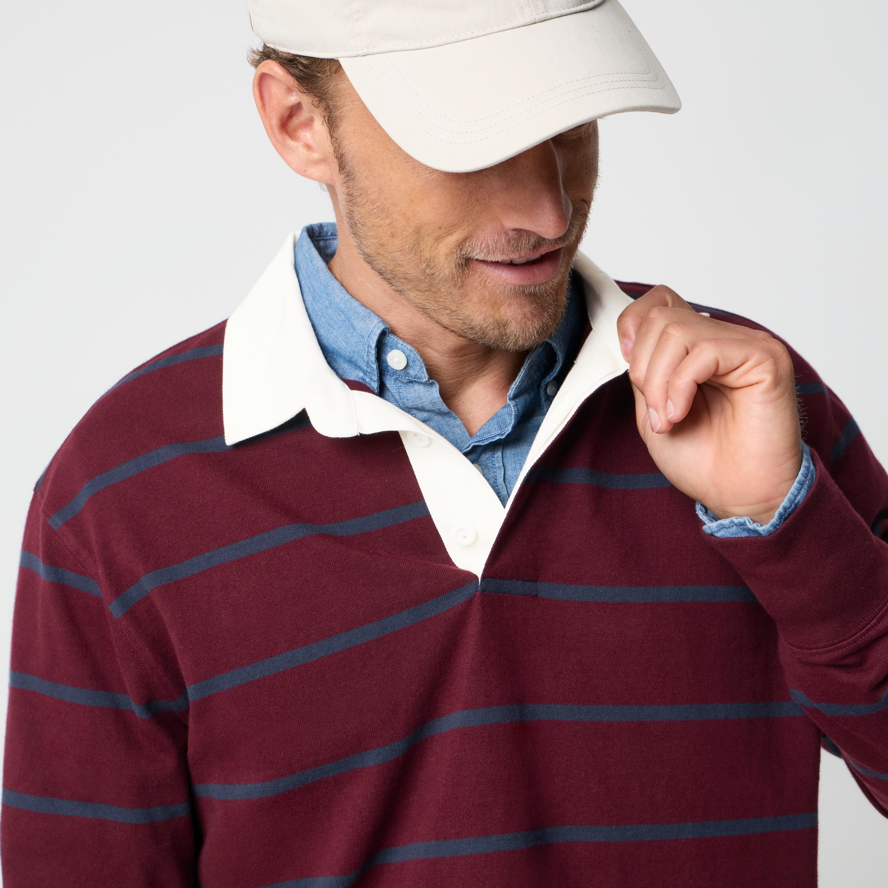 100% cotton striped rugby shirt