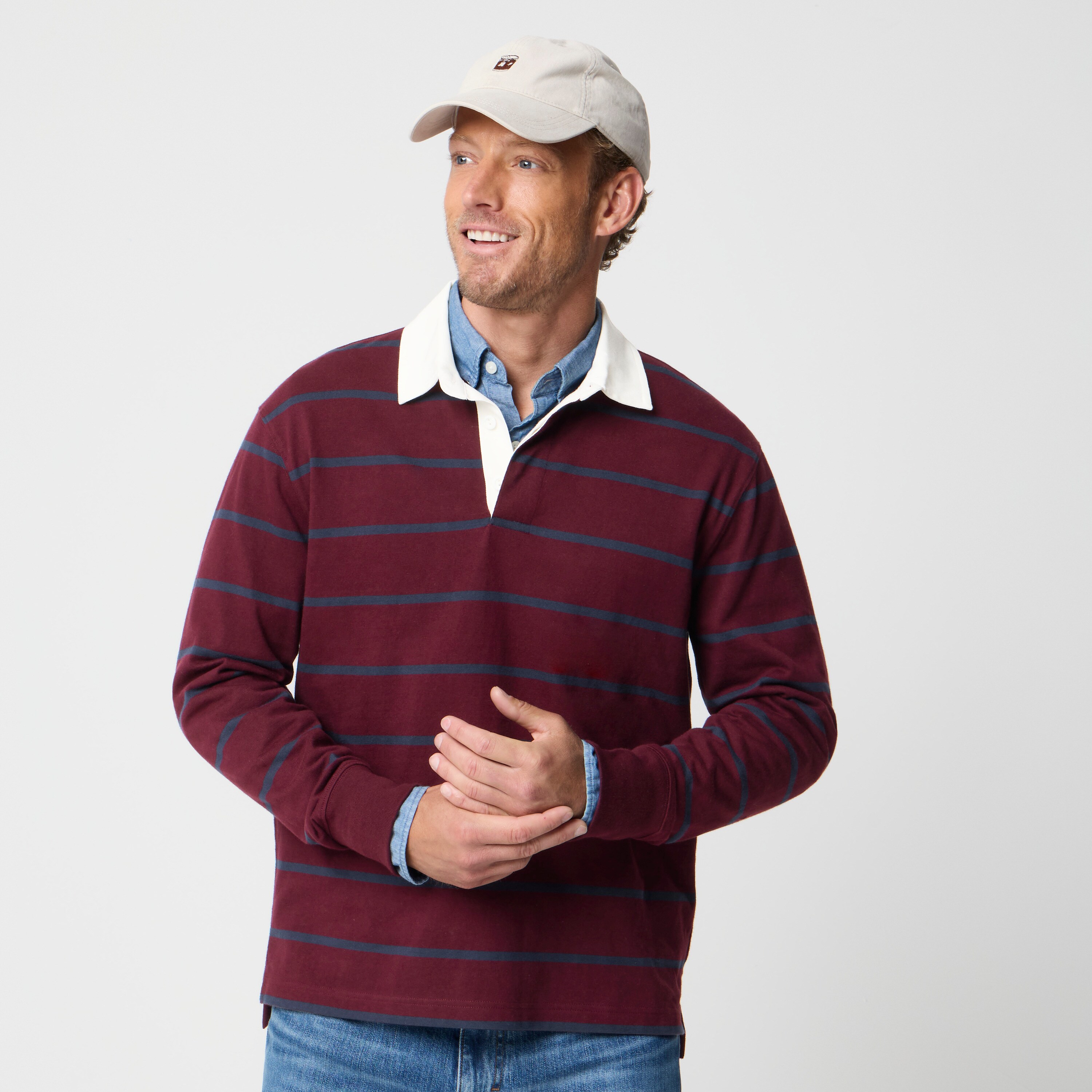 100% cotton striped rugby shirt