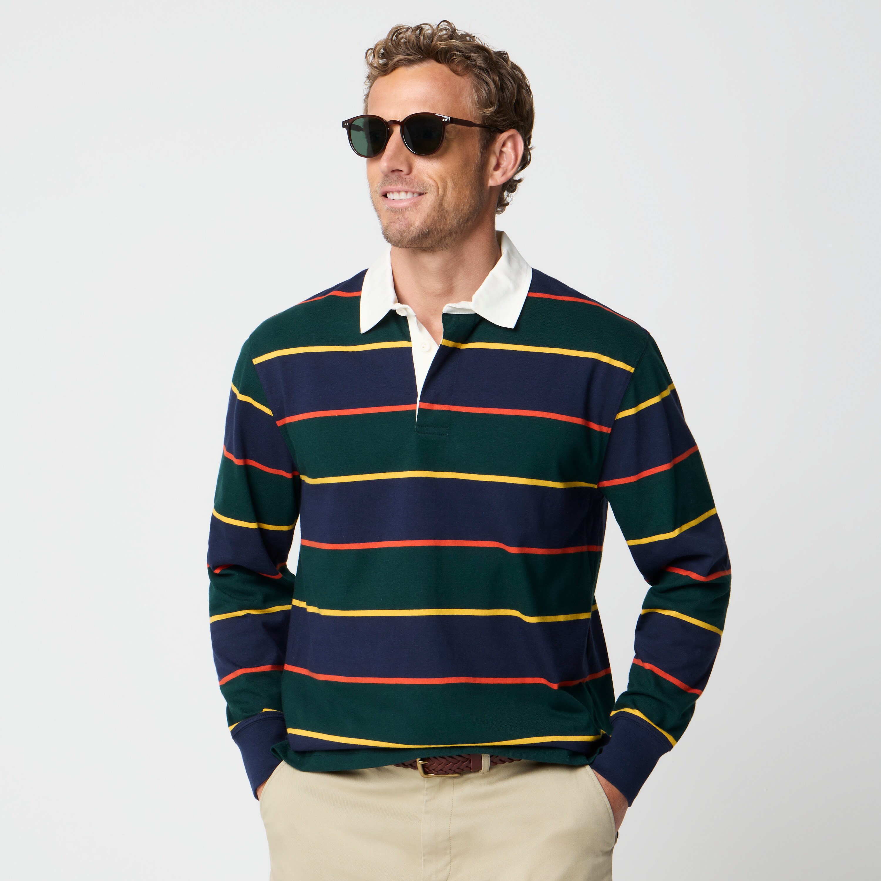 100% cotton striped rugby shirt