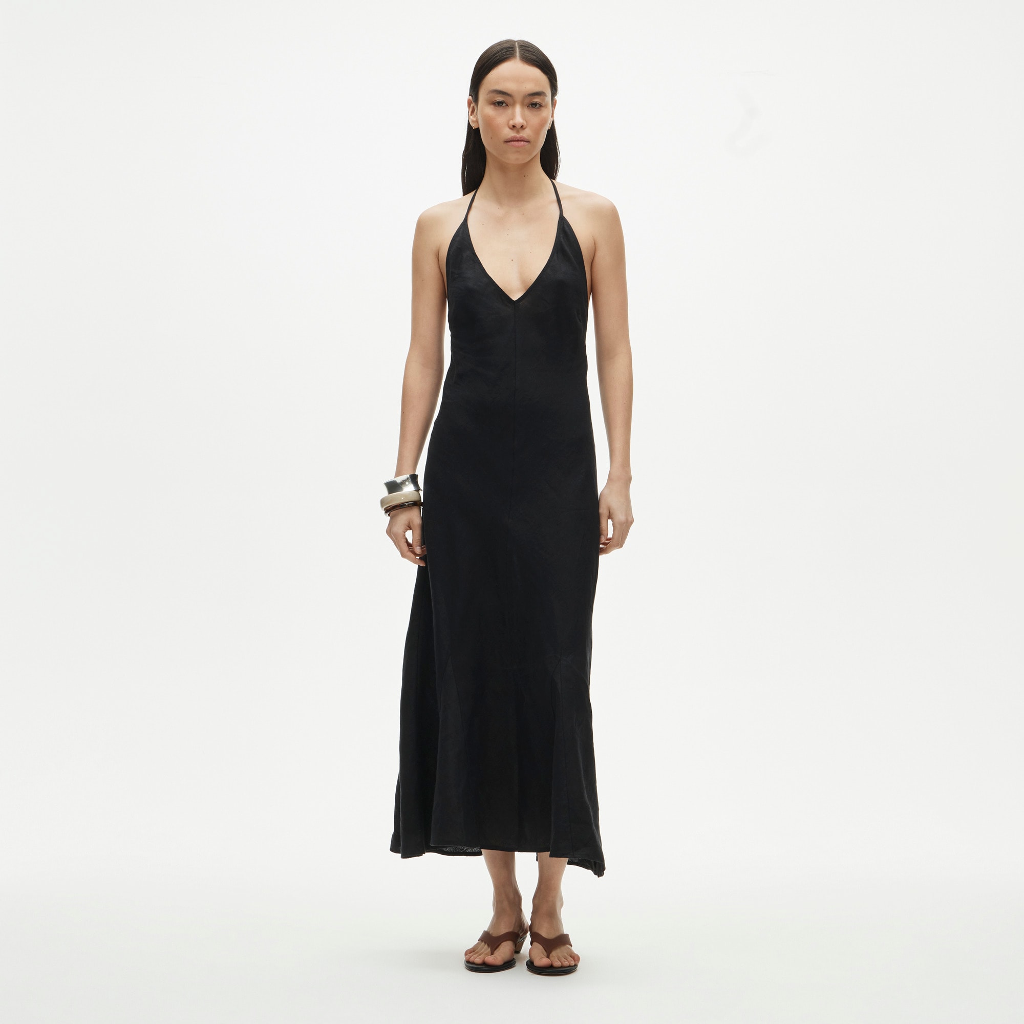 TAV COOK s　タヴ　ドレス V-neck Halter Dress In Saffron Linen For Women | J.Crew