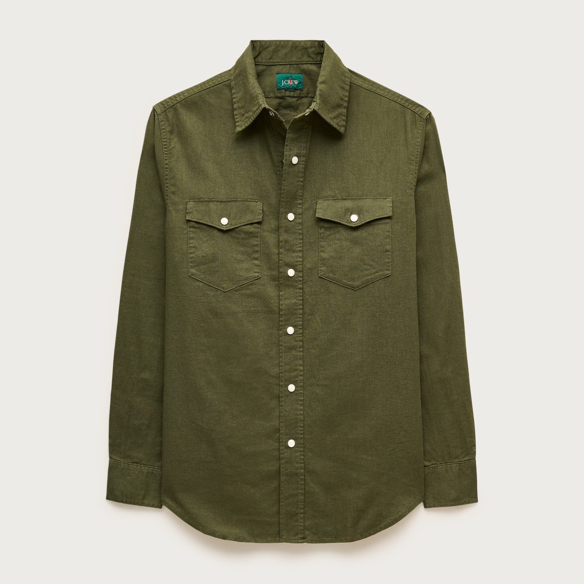 Western chambray shirt in linen-cotton blend