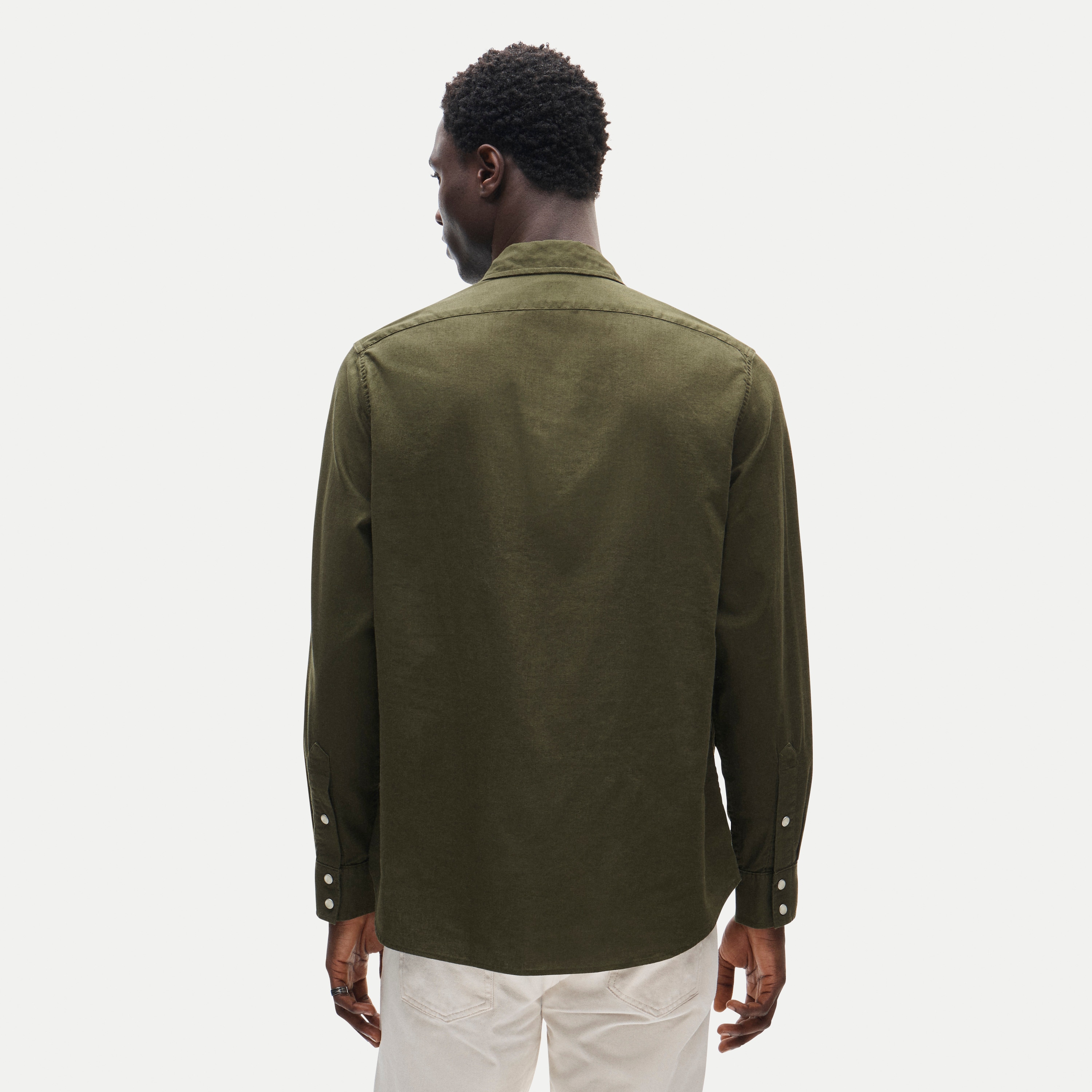 Western chambray shirt in linen-cotton blend