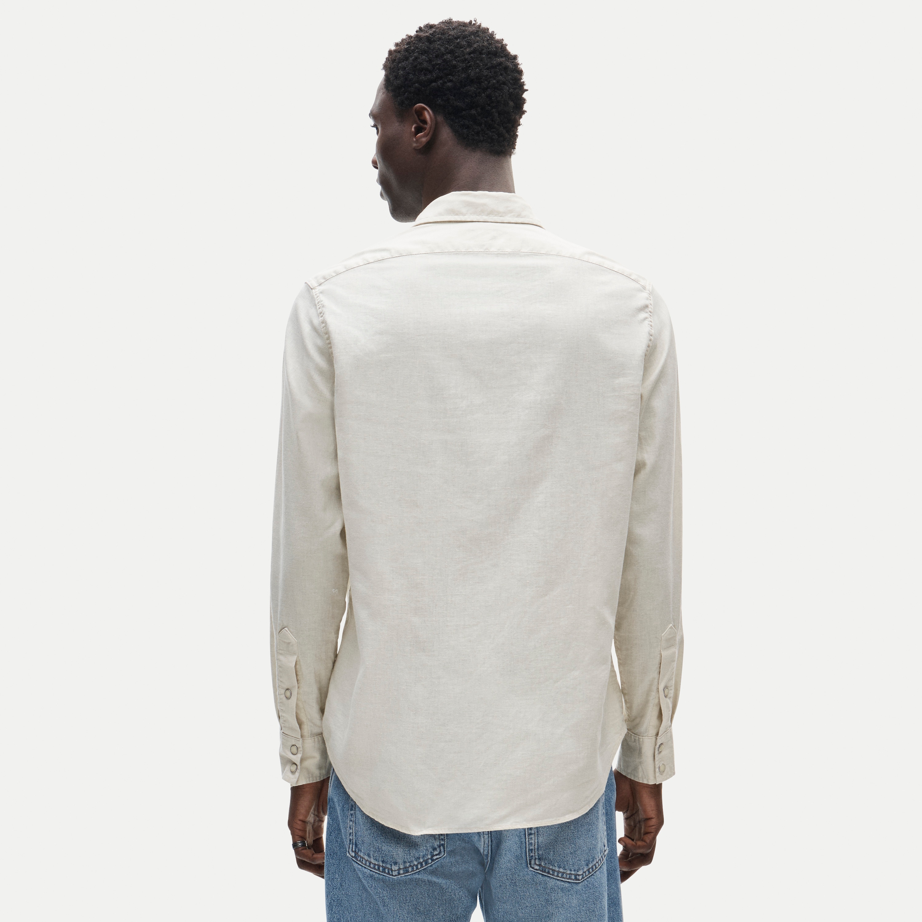 Western chambray shirt in linen-cotton blend