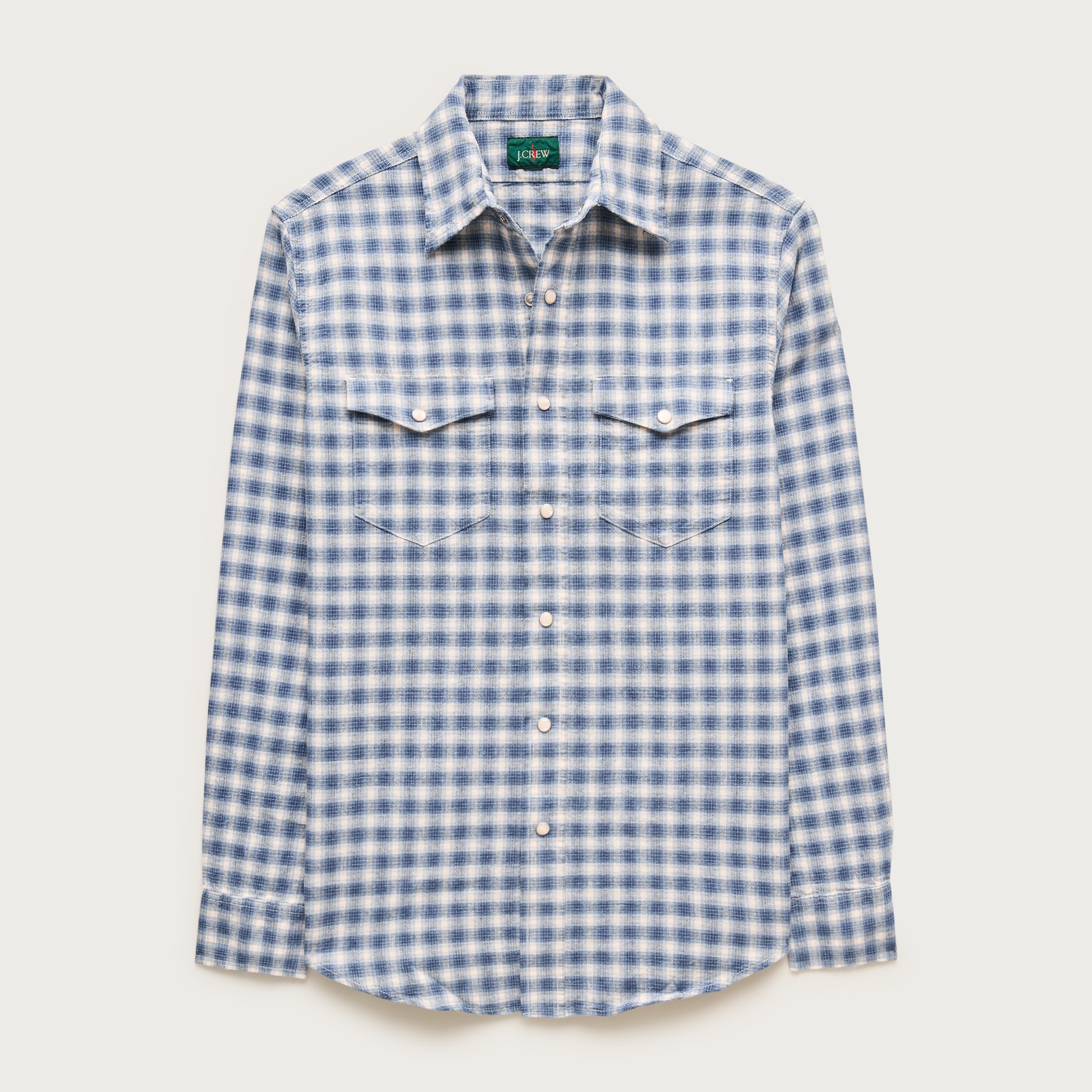 Western chambray shirt in linen-cotton blend