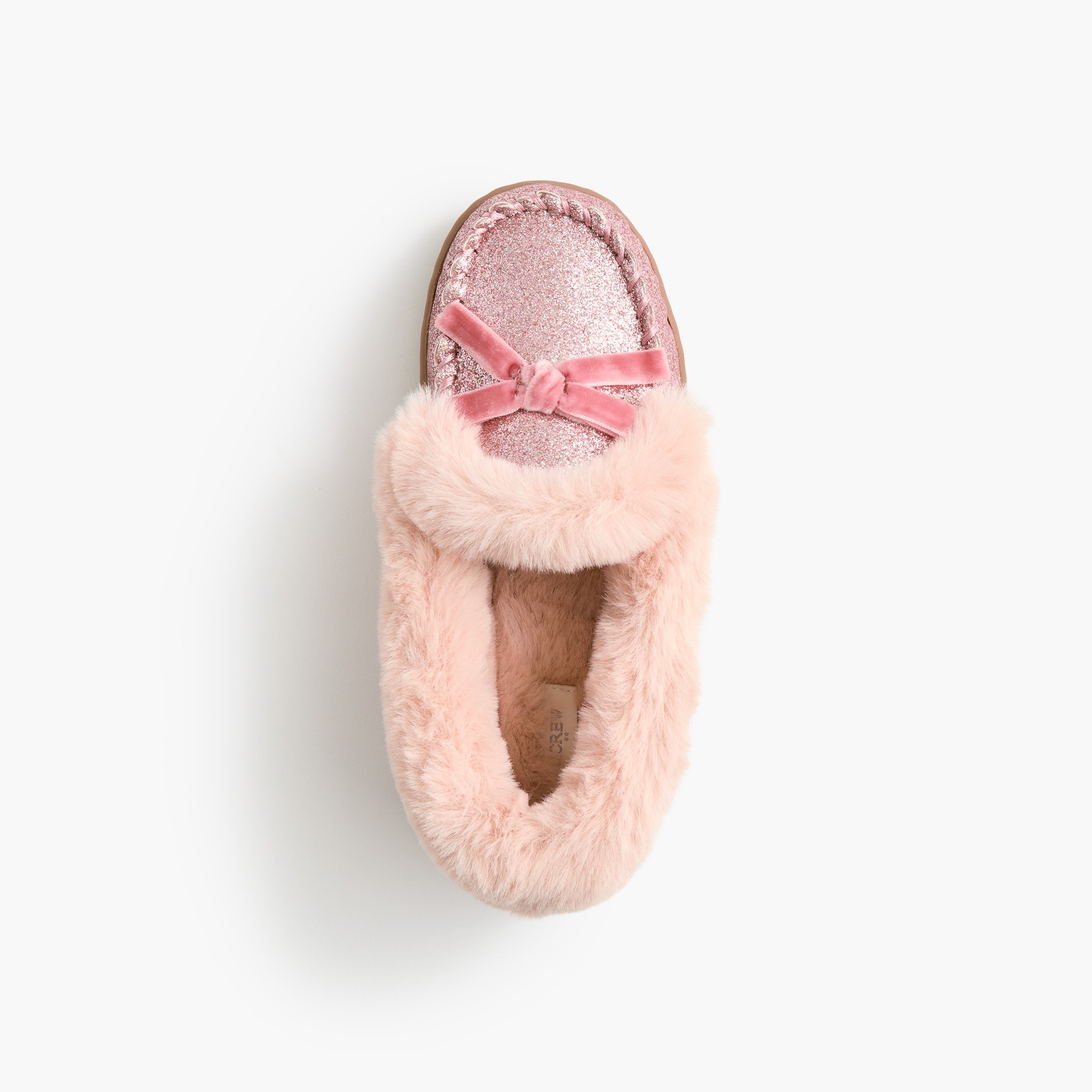 Girls' velvet-bow glitter slippers