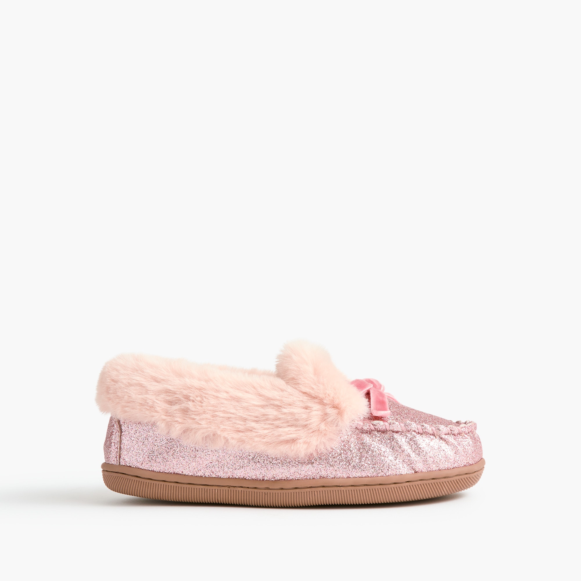 Girls' velvet-bow glitter slippers