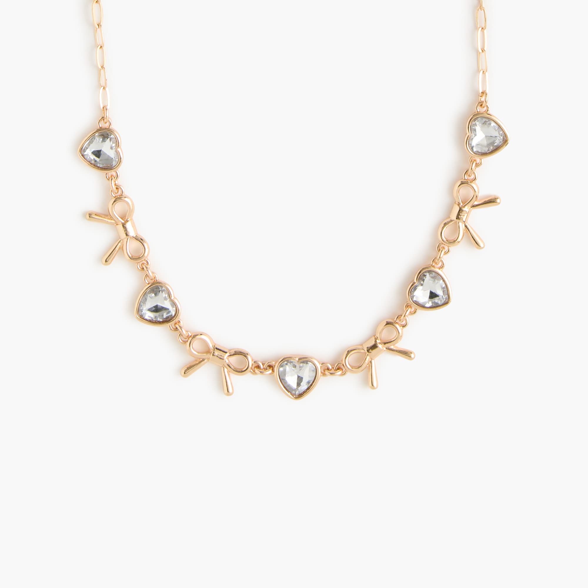 Girls' bow and hearts gem necklace